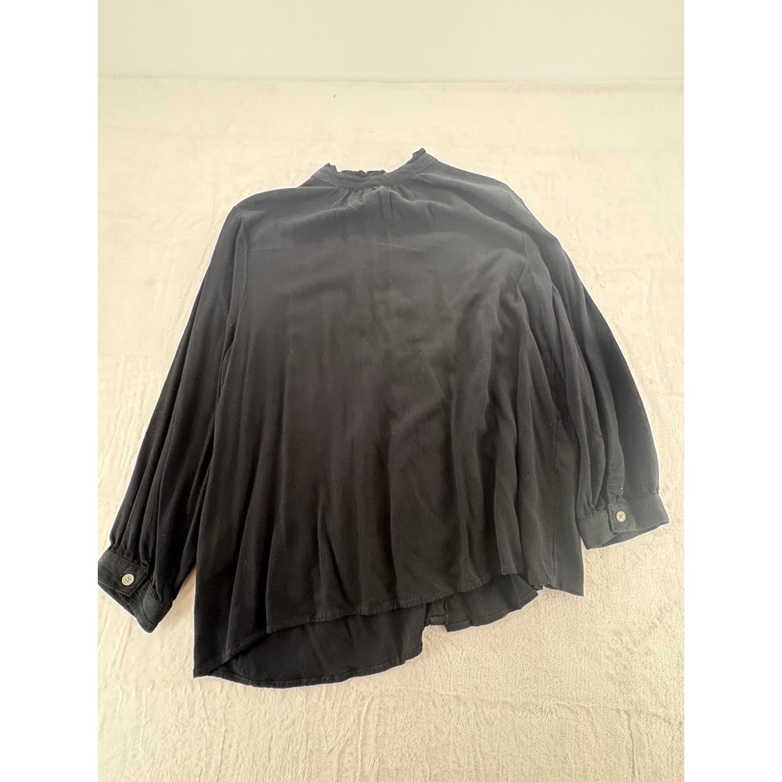 Style & Co Blouse Womens PXL Button Down Black Green Lot of 2 Ruffle Neck Rayon - Thumbnail 7