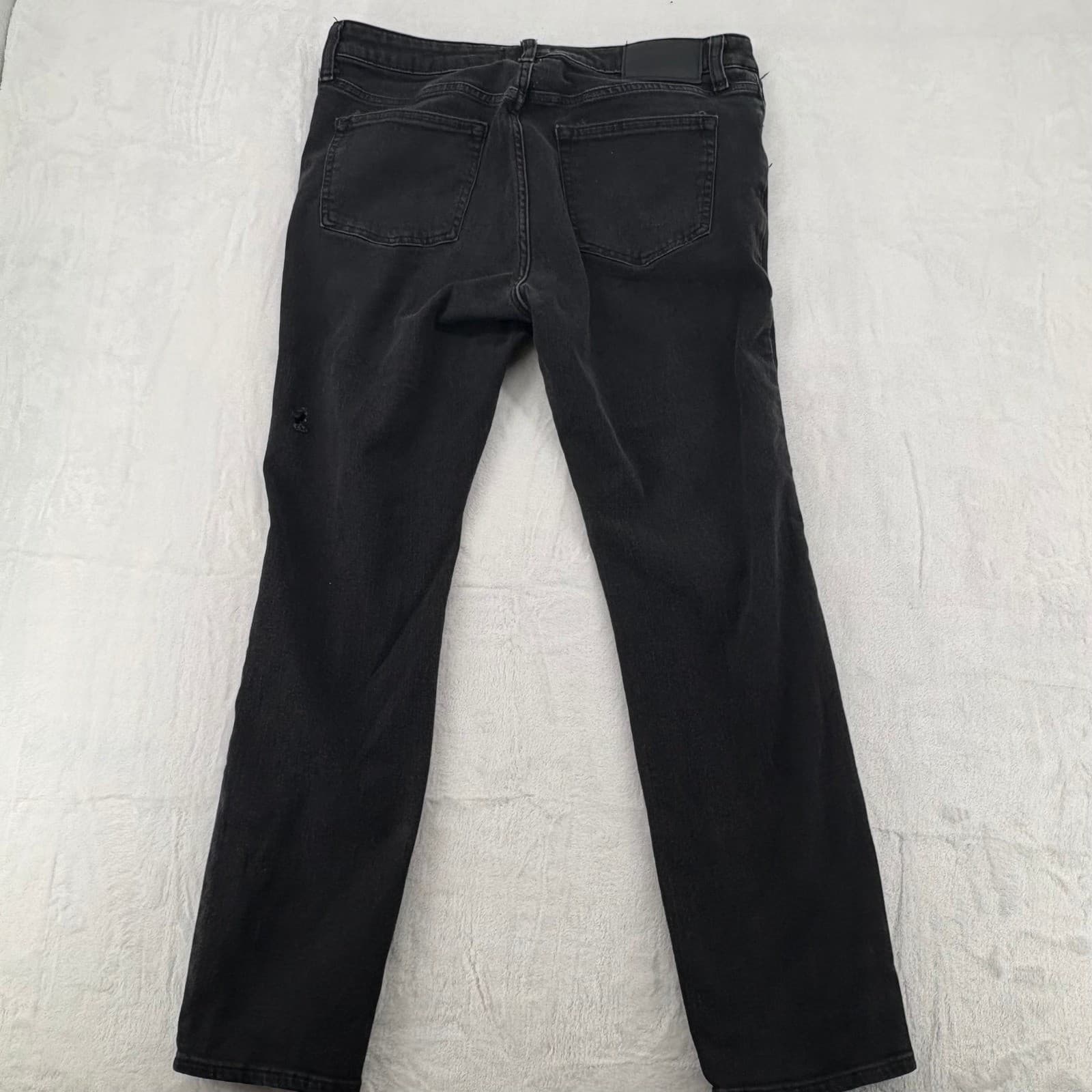 Express Jeans Mens 32x30 Slim Black 4-Way Hyper Stretch Distressed Denim - Thumbnail 7