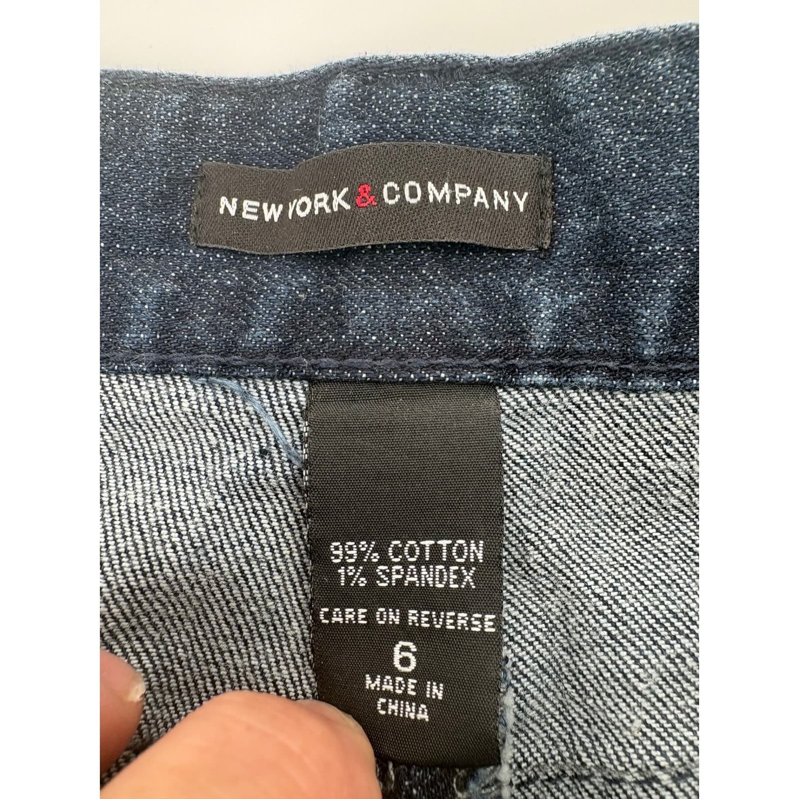 New York & Company Women's Size 6 Dark Wash Denim Mini Skirt - Thumbnail 2