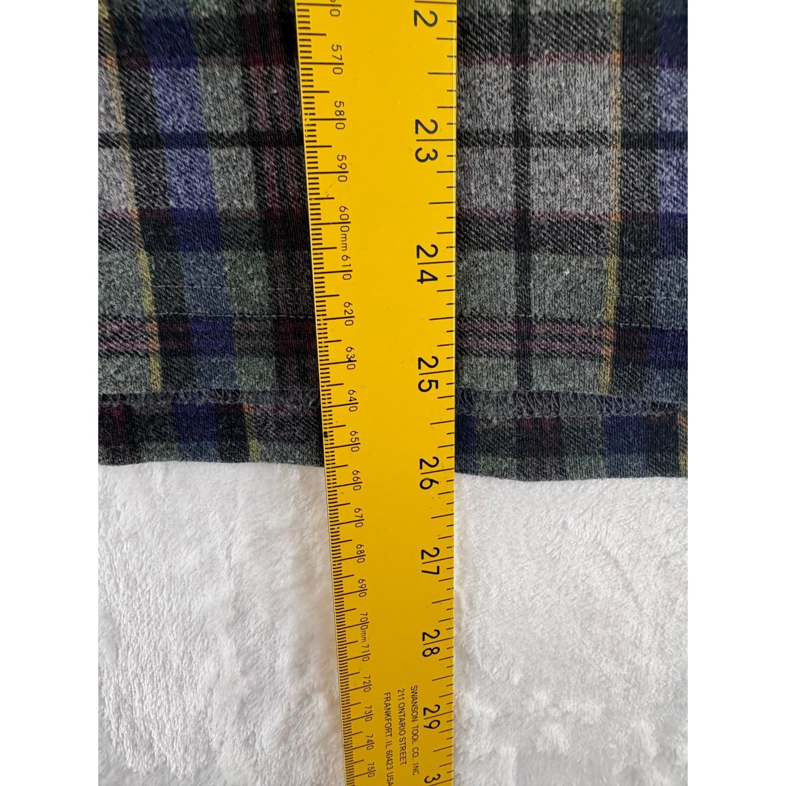 Basic Equipment Polo Mens L Long Sleeve Grey Plaid Cotton Blend Casual Shirt - Thumbnail 5