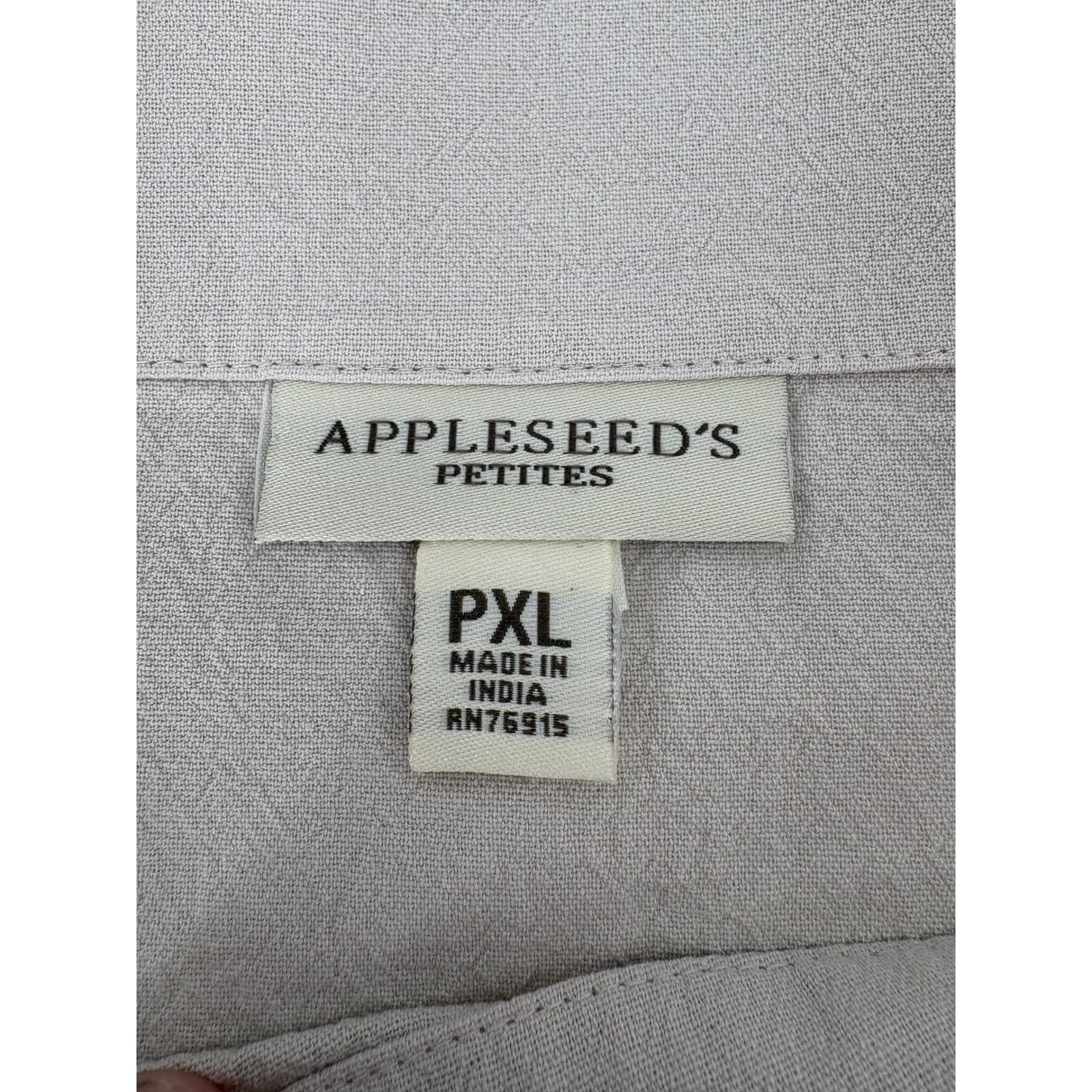 Appleseed's Petites Top Womens PXL Blouse Beige Cotton Button Side A25845 - Thumbnail 4