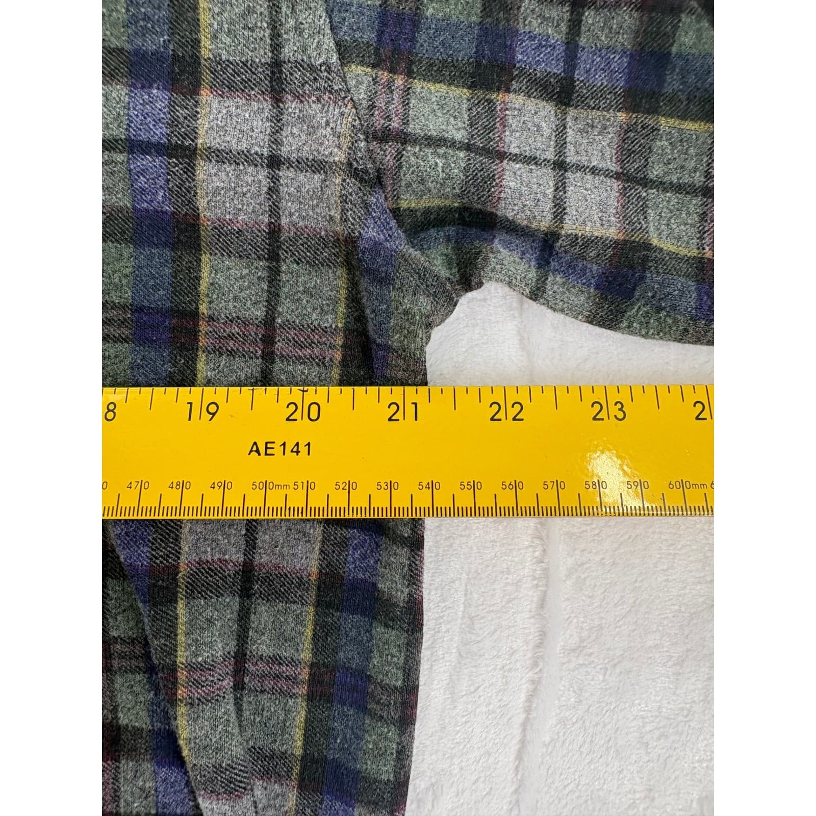 Basic Equipment Polo Mens L Long Sleeve Grey Plaid Cotton Blend Casual Shirt - Thumbnail 4