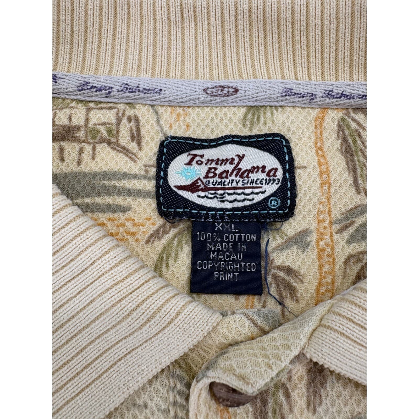 Tommy Bahama Polo Shirt Mens XXL Polo Yellow Tropical Pineapple Cotton 6236 - Thumbnail 2