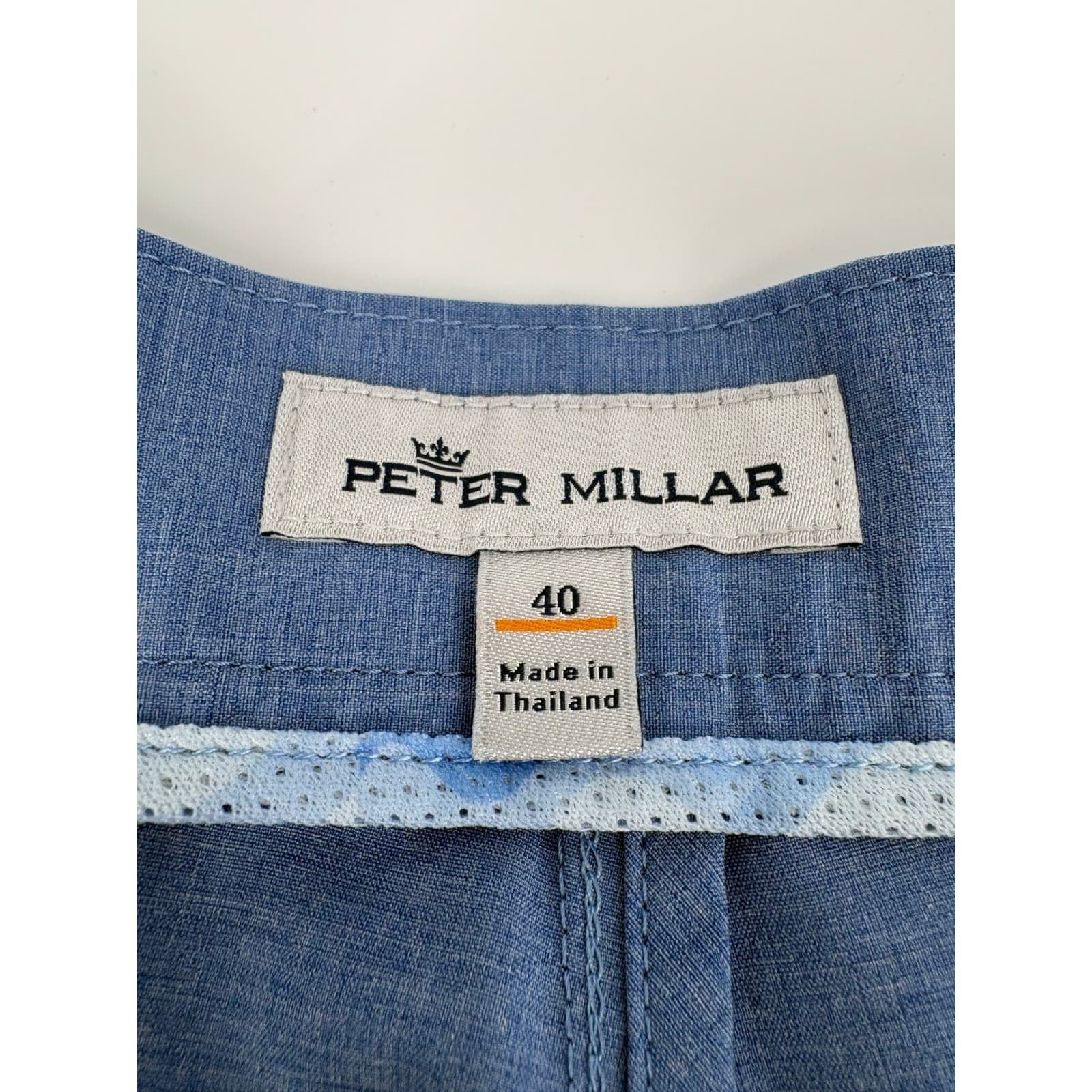 Peter Millar Men's Size 40 Blue Textured Golf Shorts Polyester Spandex - Thumbnail 3
