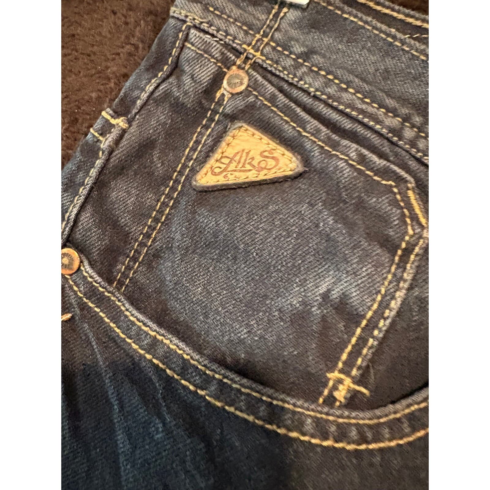 Akademiks Jeans Mens 32x32 Relaxed Fit Dark Wash Embroidered Denim 32 - Thumbnail 8