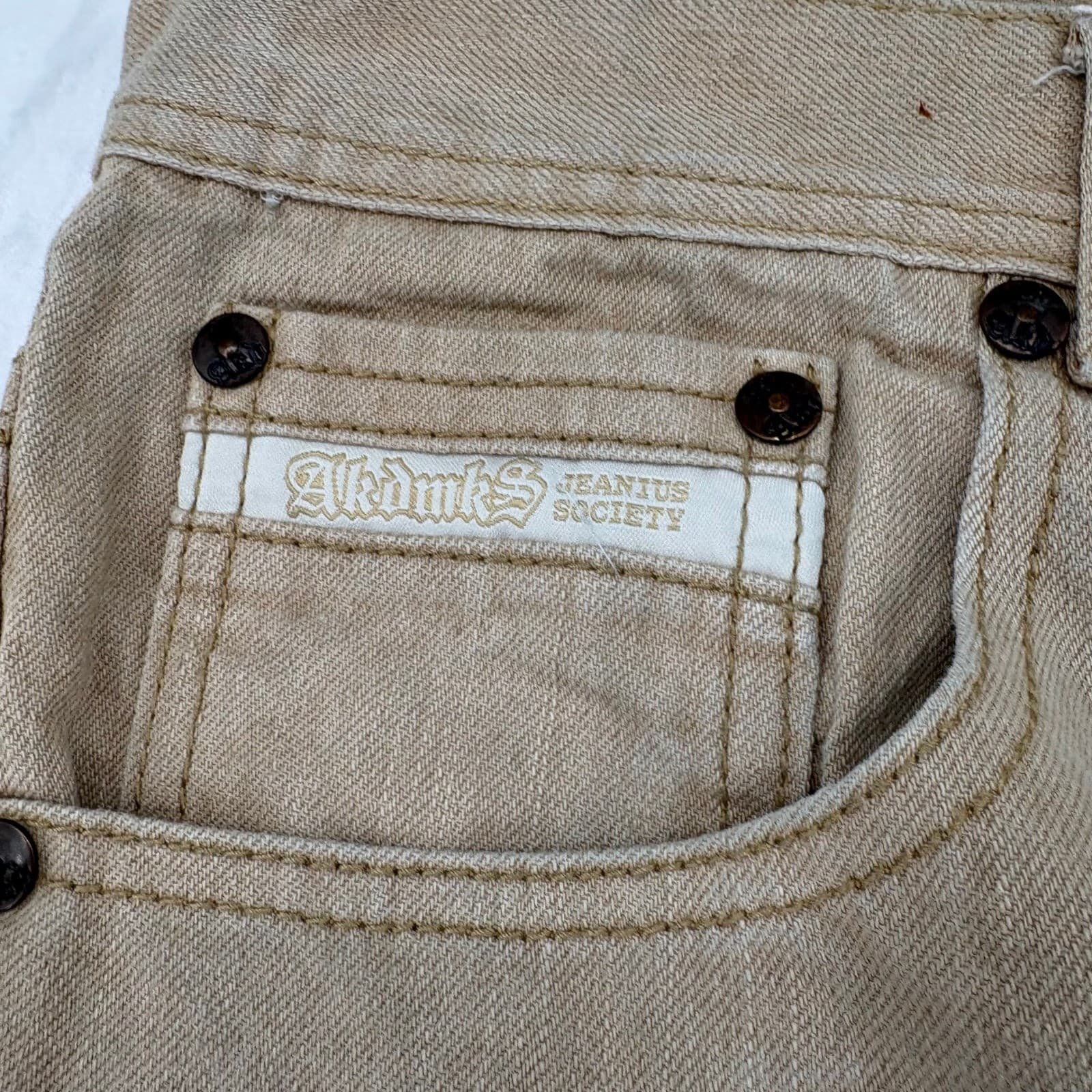 Akdmks Jeanius Society Jeans Mens 38 Jeans Tan Lot 0100964 Straight Leg Denim - Thumbnail 2