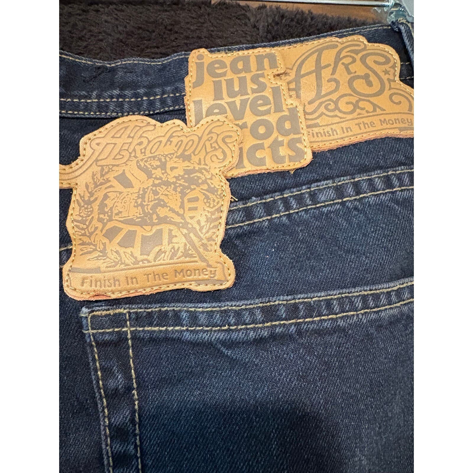 Akademiks Jeans Mens 32x32 Relaxed Fit Dark Wash Embroidered Denim 32 - Thumbnail 3