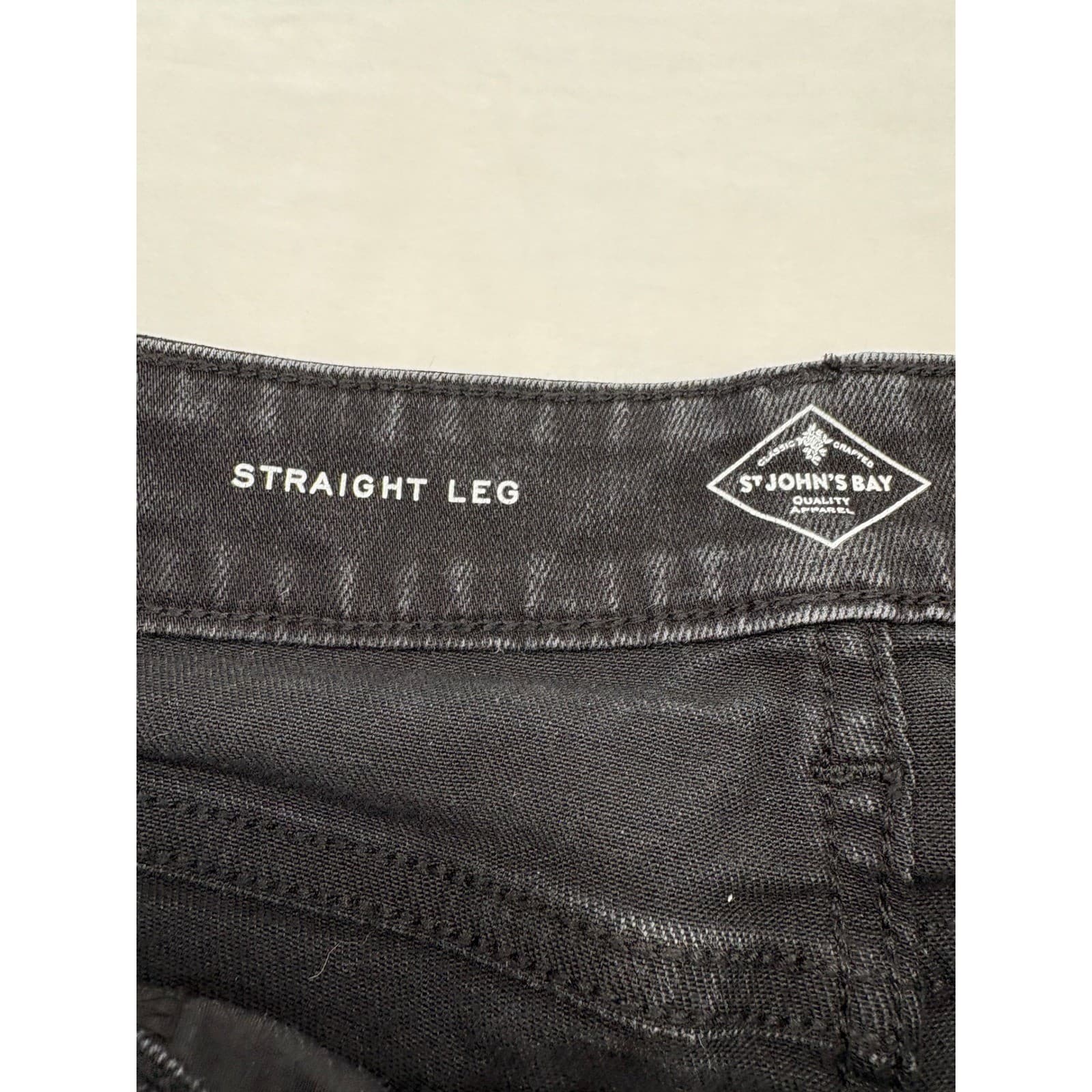 St John's Bay Jeans Mens 14PS Straight Leg Black Faded Denim Pants - Thumbnail 2