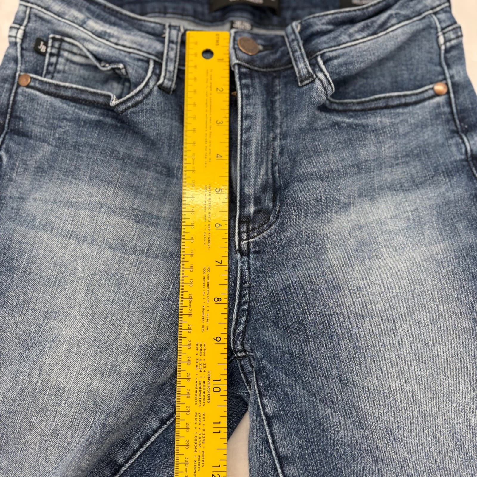 Judy Blue Jeans Womens 3/26 Relaxed Fit Blue Distressed Raw Hem JB88191 - Thumbnail 8