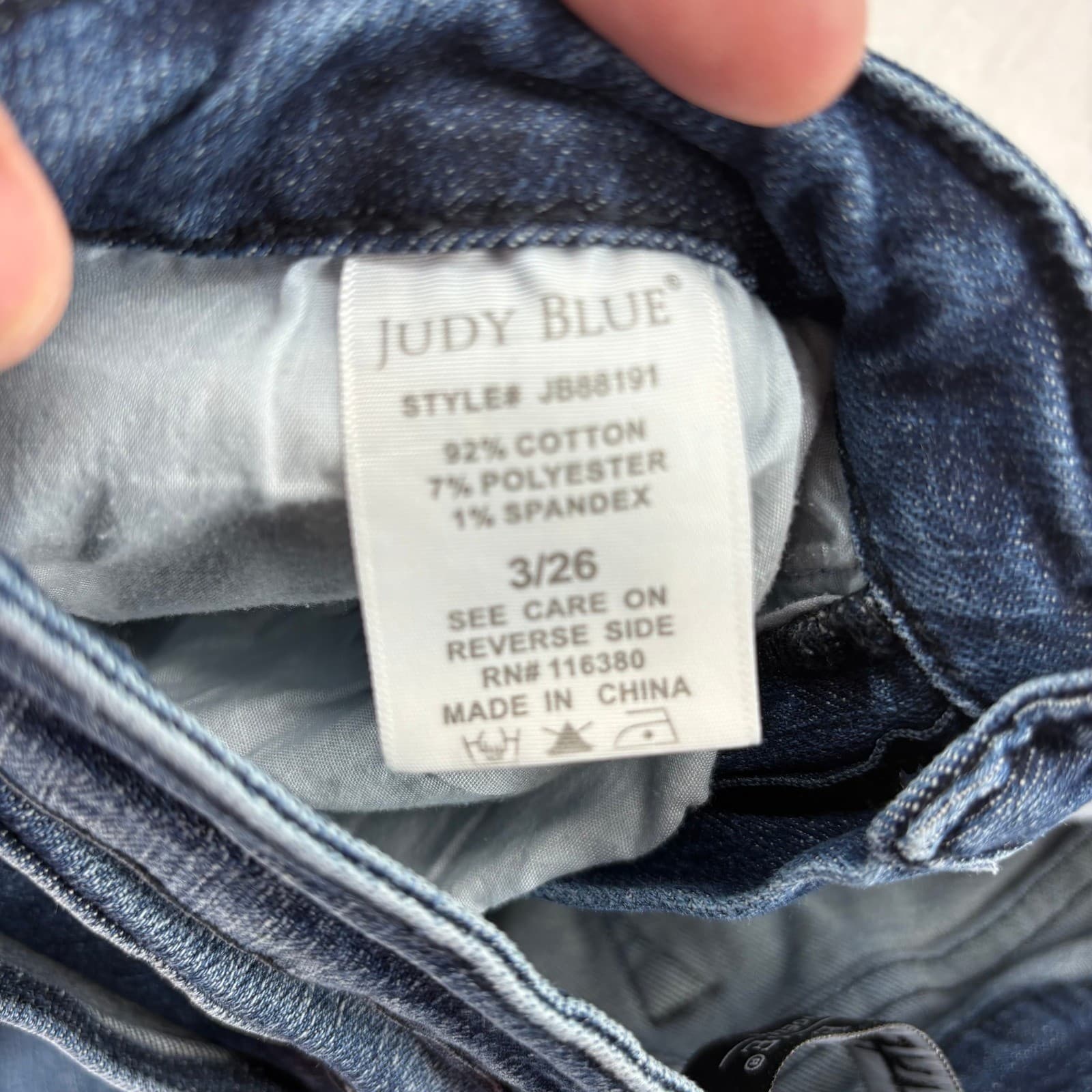 Judy Blue Jeans Womens 3/26 Relaxed Fit Blue Distressed Raw Hem JB88191 - Thumbnail 11