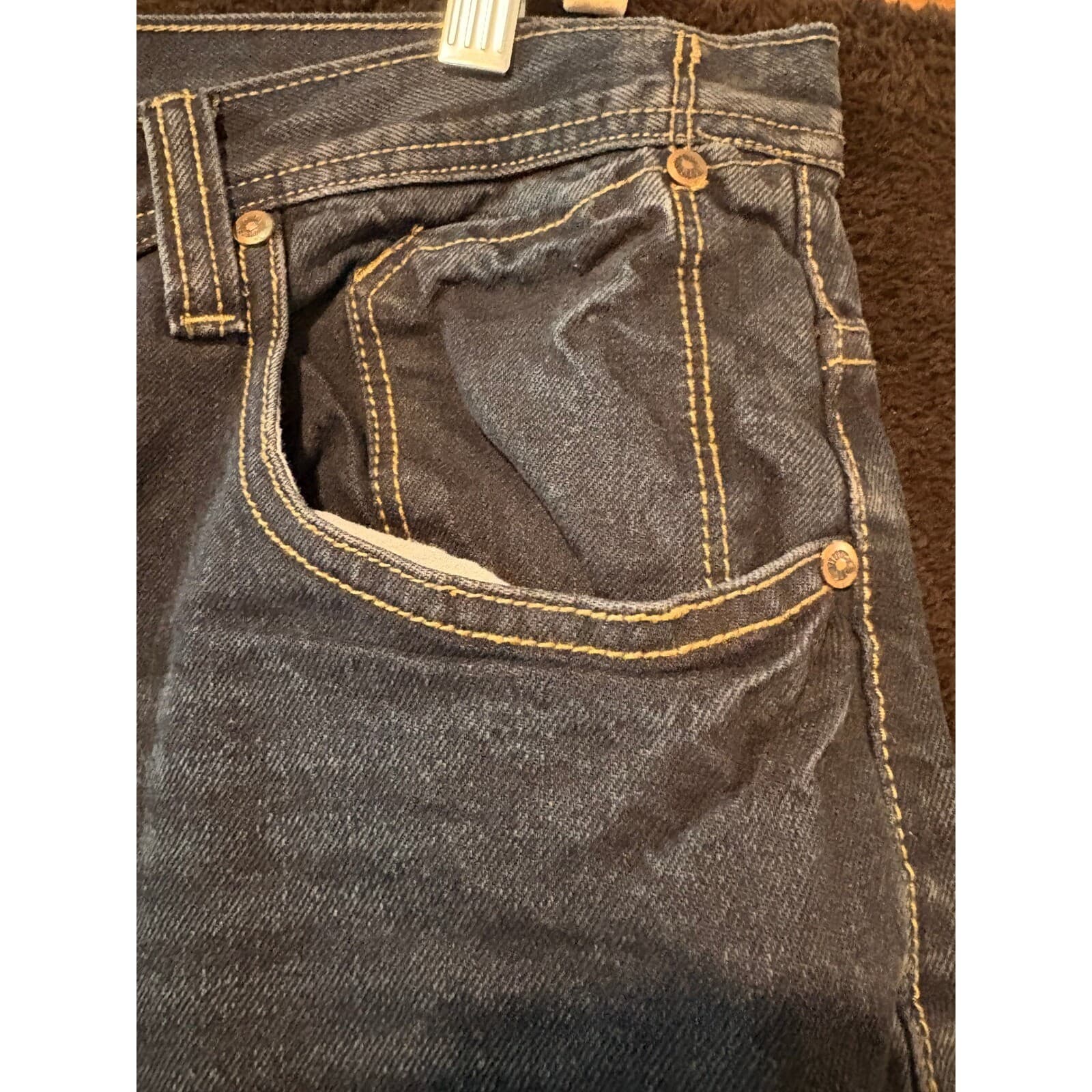 Akademiks Jeans Mens 32x32 Relaxed Fit Dark Wash Embroidered Denim 32 - Thumbnail 10