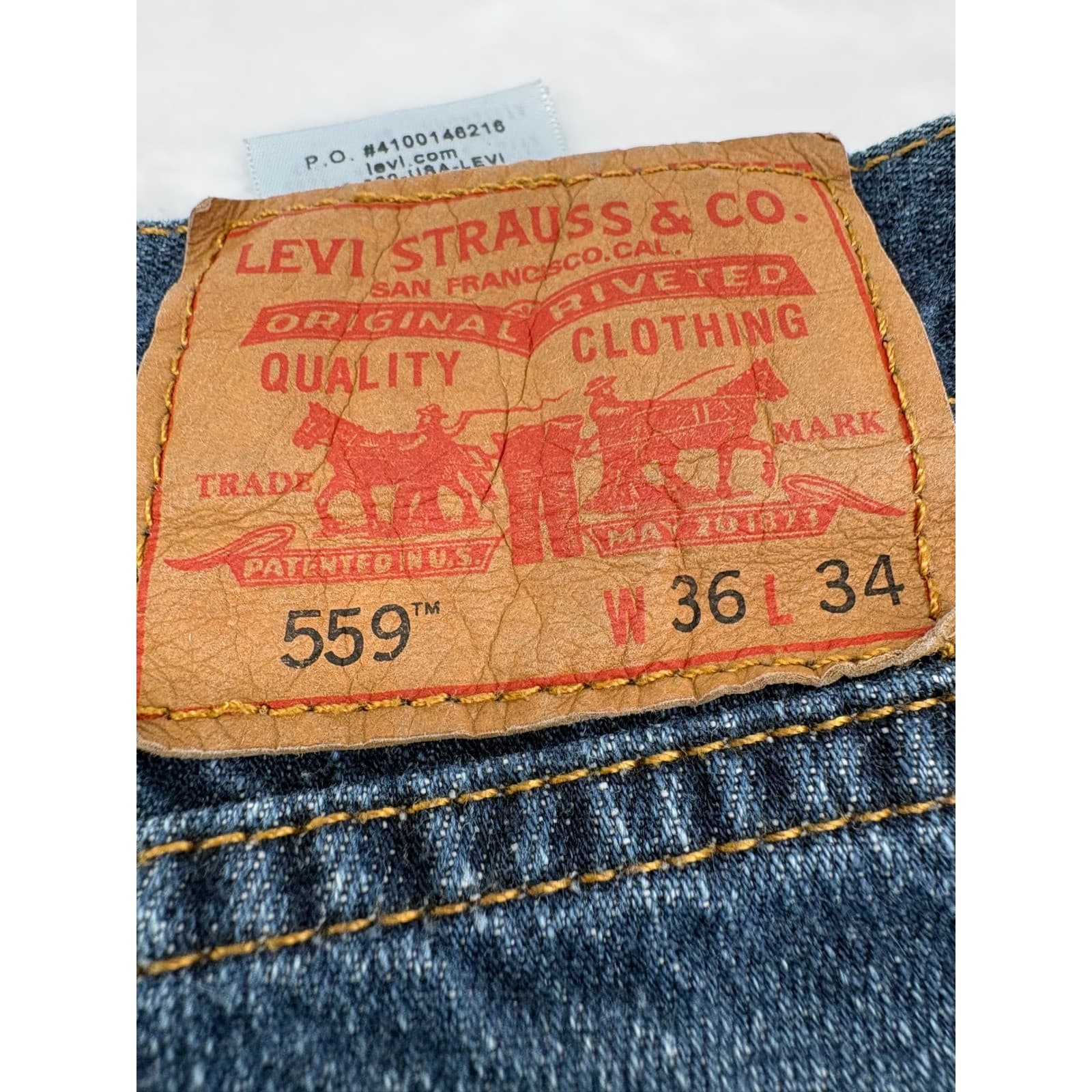 Levi's 559 Mens 36x34 Relaxed Straight Jeans Blue Denim Cotton NW-38987-00141 - Thumbnail 10