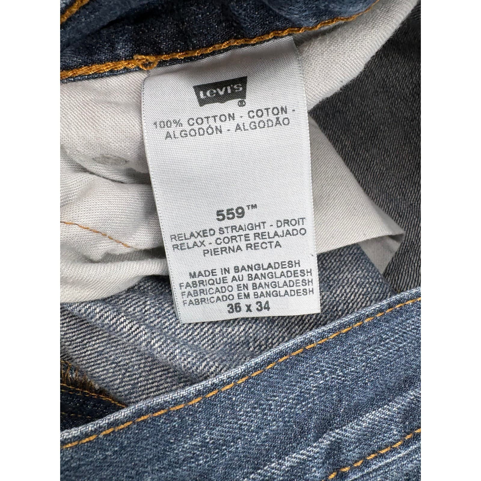 Levi's 559 Mens 36x34 Relaxed Straight Jeans Blue Denim Cotton NW-38987-00141 - Thumbnail 3