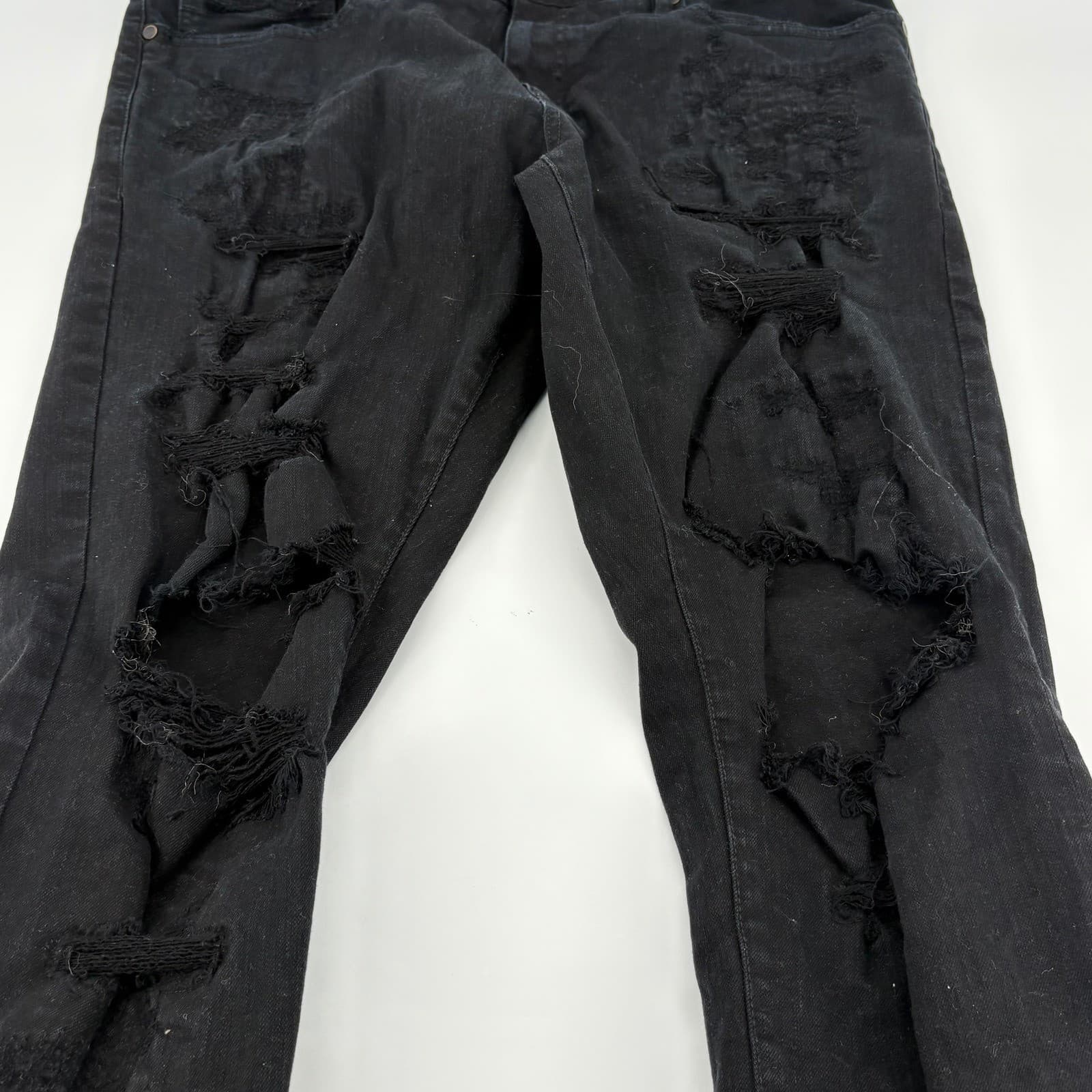 Jordan Craig Mens Distressed Jeans Black Denim Slim Fit Size 38/32 Y2K Skater - Thumbnail 7