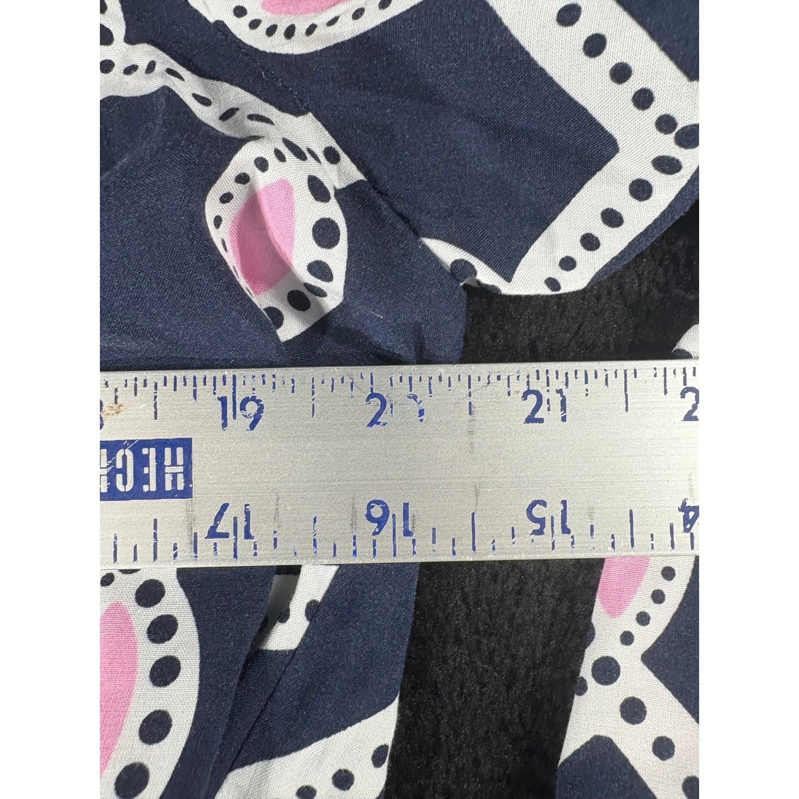 Crown & Ivy Women's Blouse Top Medium Navy Pink White Patterned Long Sleeve - Thumbnail 4
