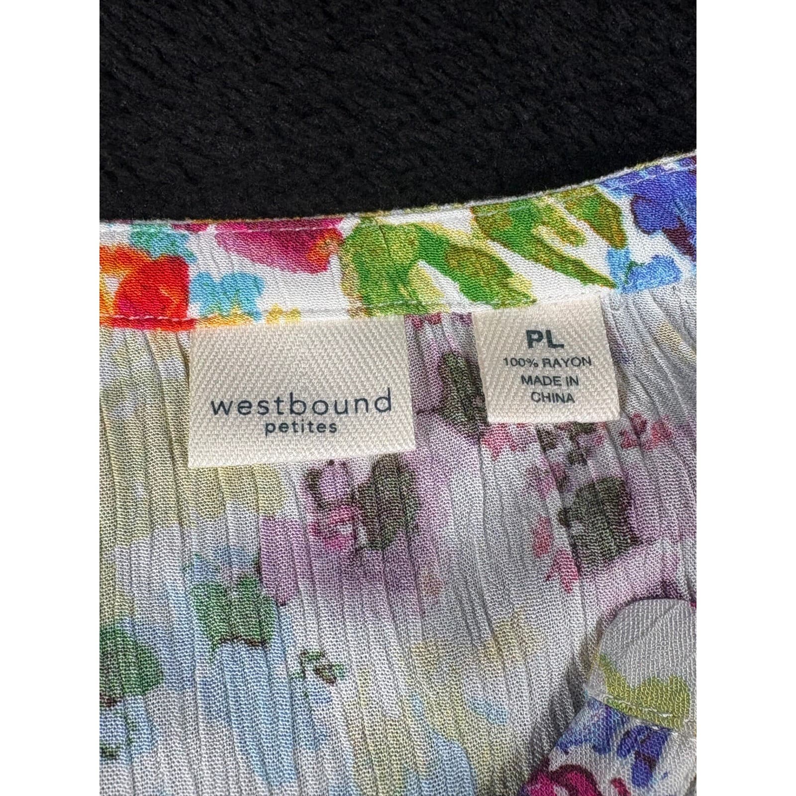 Westbound Petites Floral Print Long Sleeve V Neck Blouse Top - Thumbnail 2