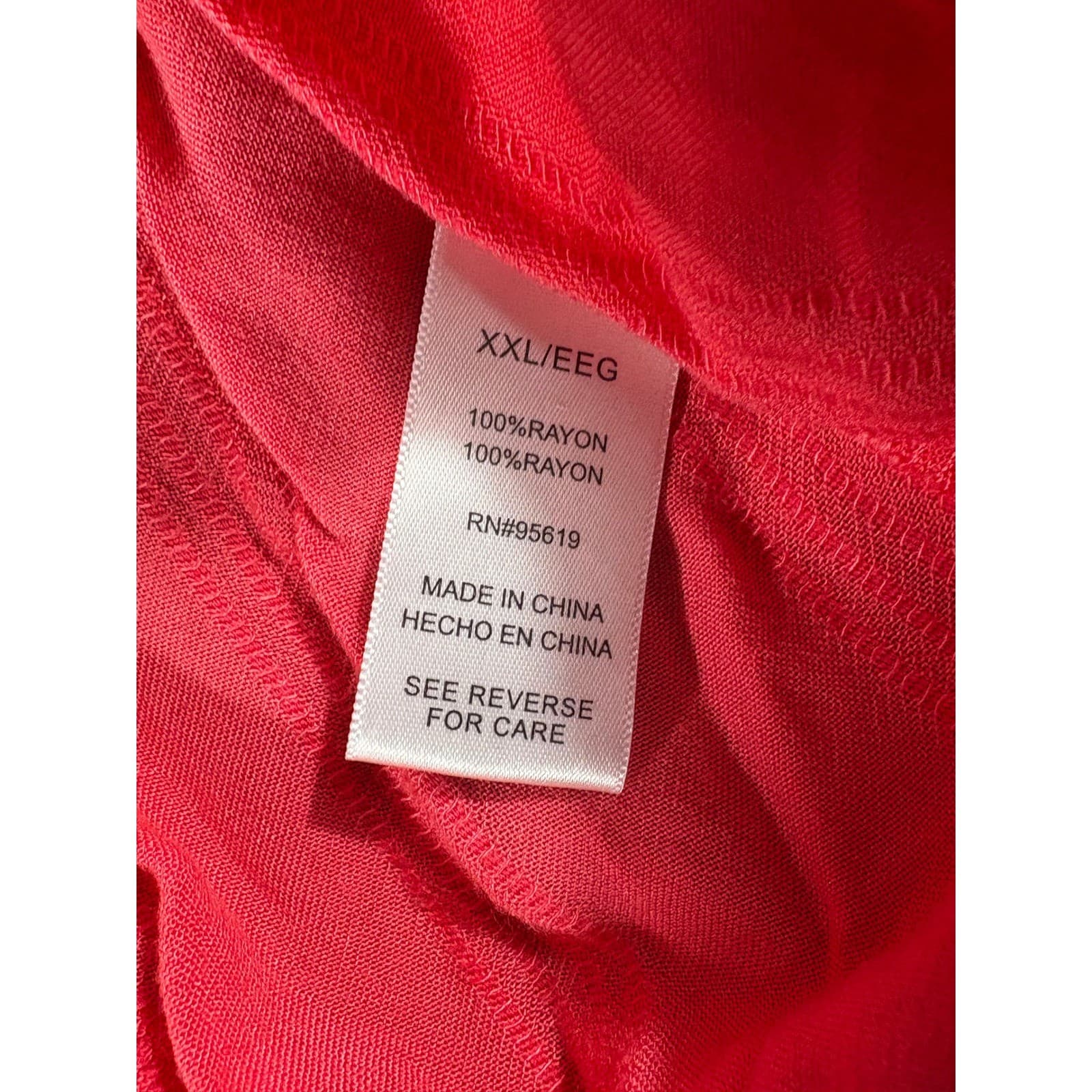 fever Coral Red Tunic Top XXL Long Sleeve V Neck Crochet Trim Blouse - Thumbnail 3