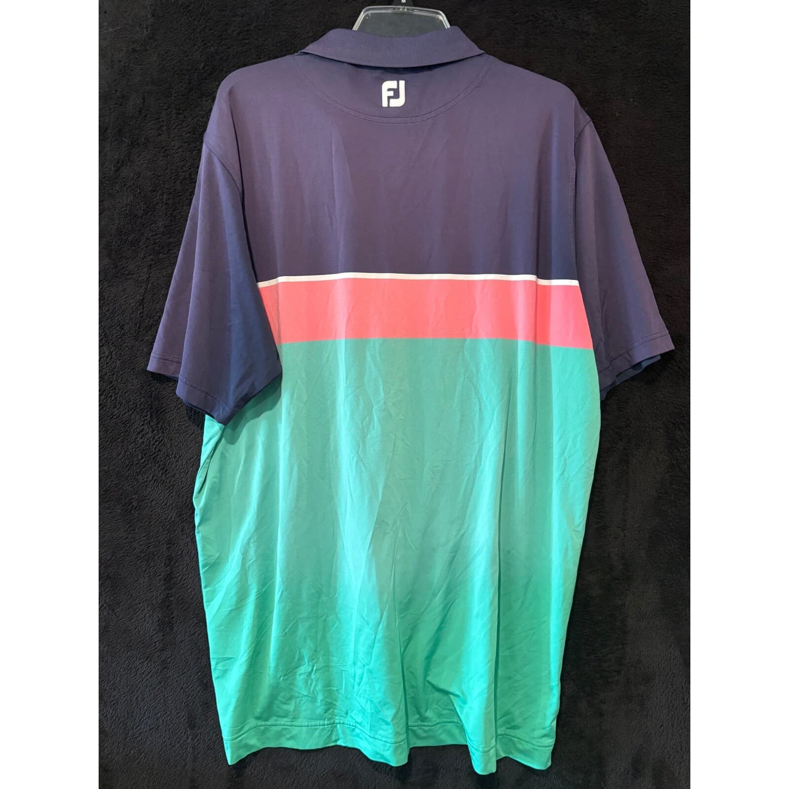 FootJoy Golf Polo Mens XL Navy Coral Teal Color Block Athletic Fit XL - Thumbnail 6
