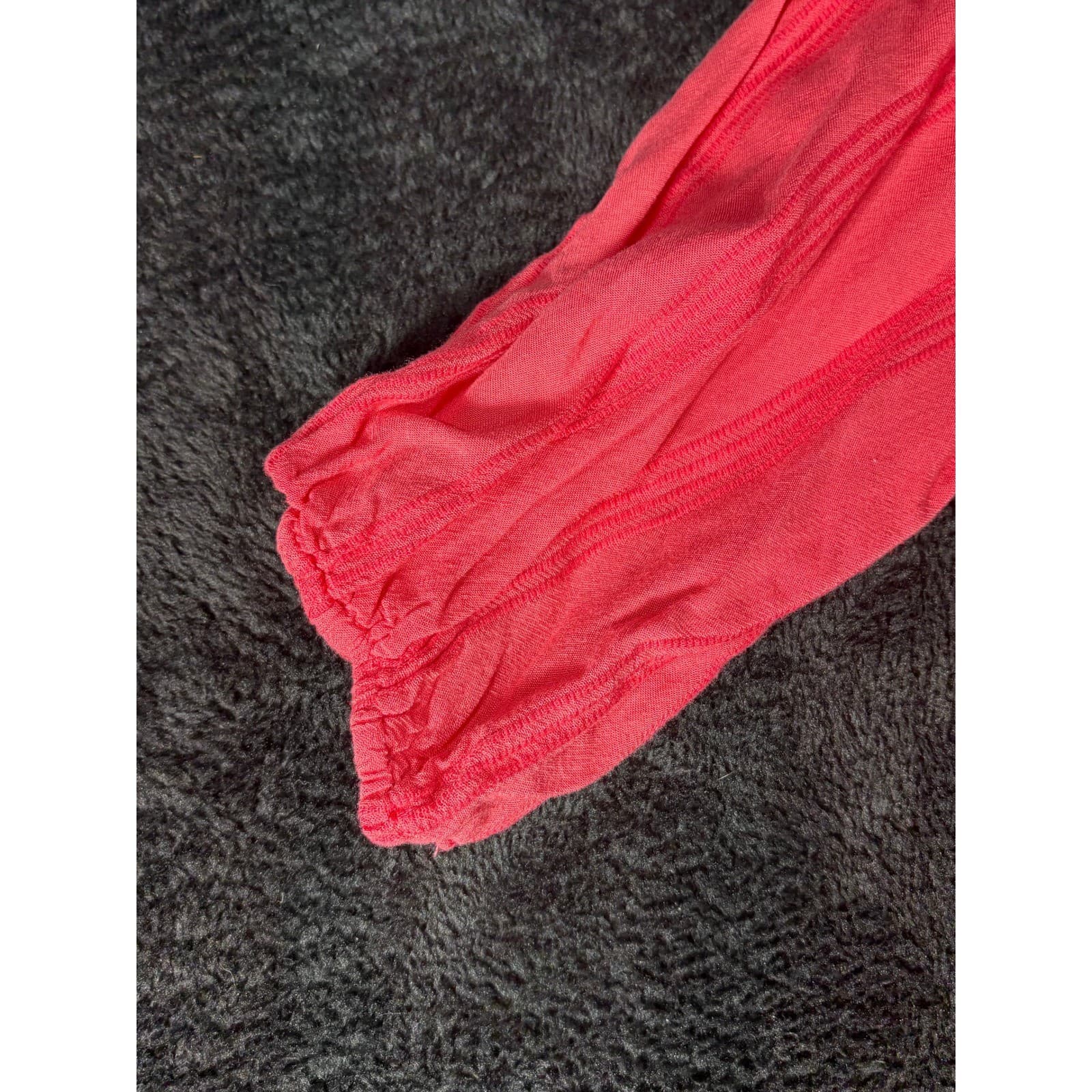 fever Coral Red Tunic Top XXL Long Sleeve V Neck Crochet Trim Blouse - Thumbnail 6