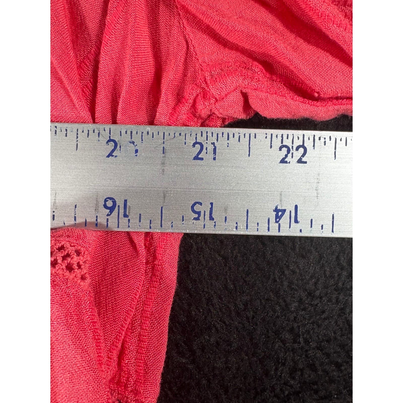 fever Coral Red Tunic Top XXL Long Sleeve V Neck Crochet Trim Blouse - Thumbnail 4