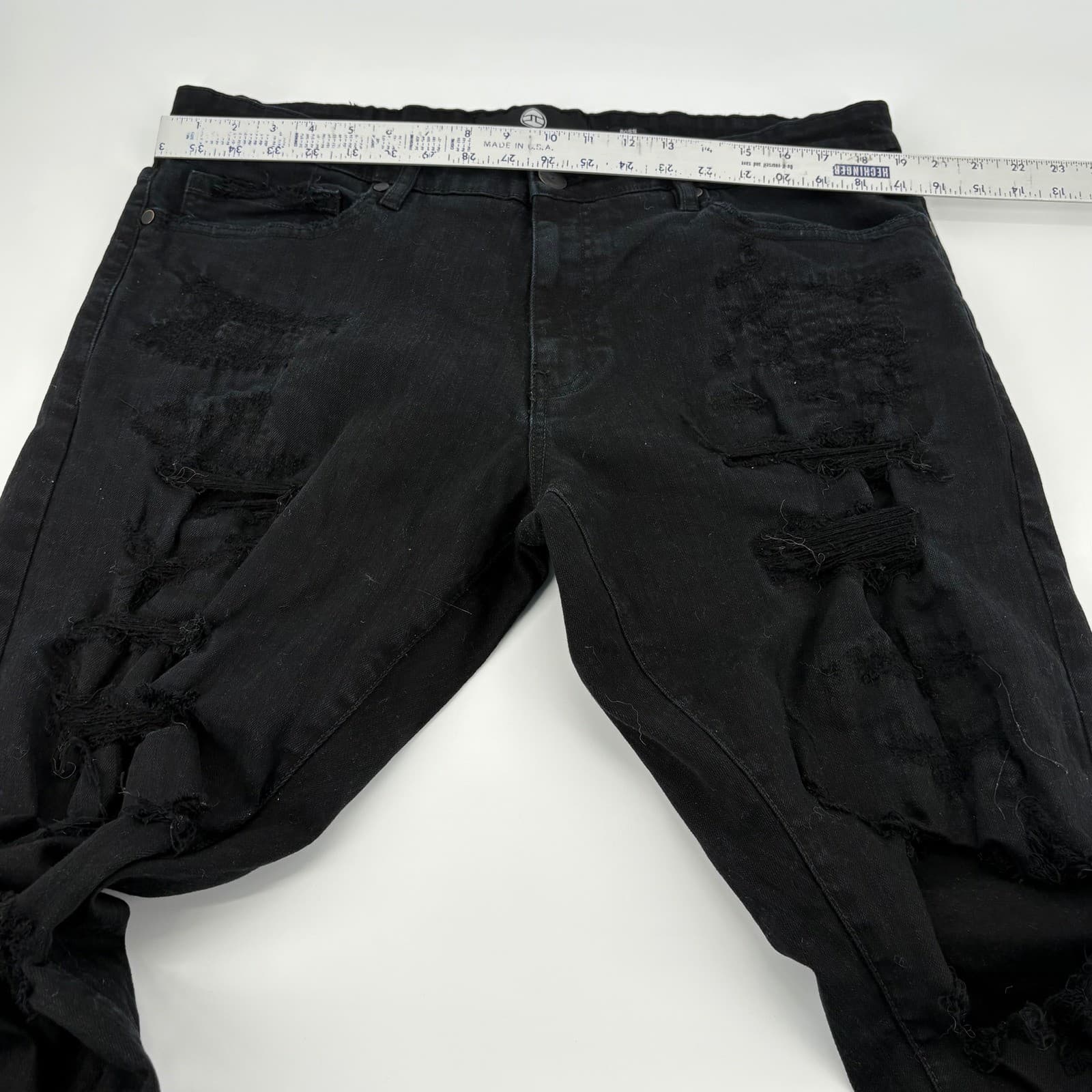 Jordan Craig Mens Distressed Jeans Black Denim Slim Fit Size 38/32 Y2K Skater - Thumbnail 6