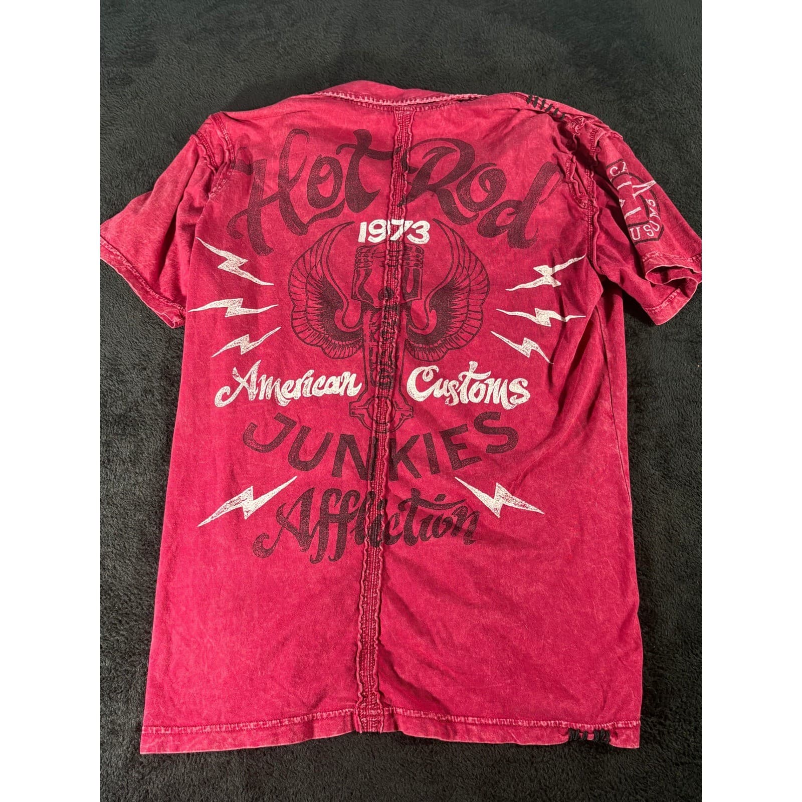 Affliction American Customs Hot Rod Junkies Polo Shirt Women's XL - Thumbnail 6