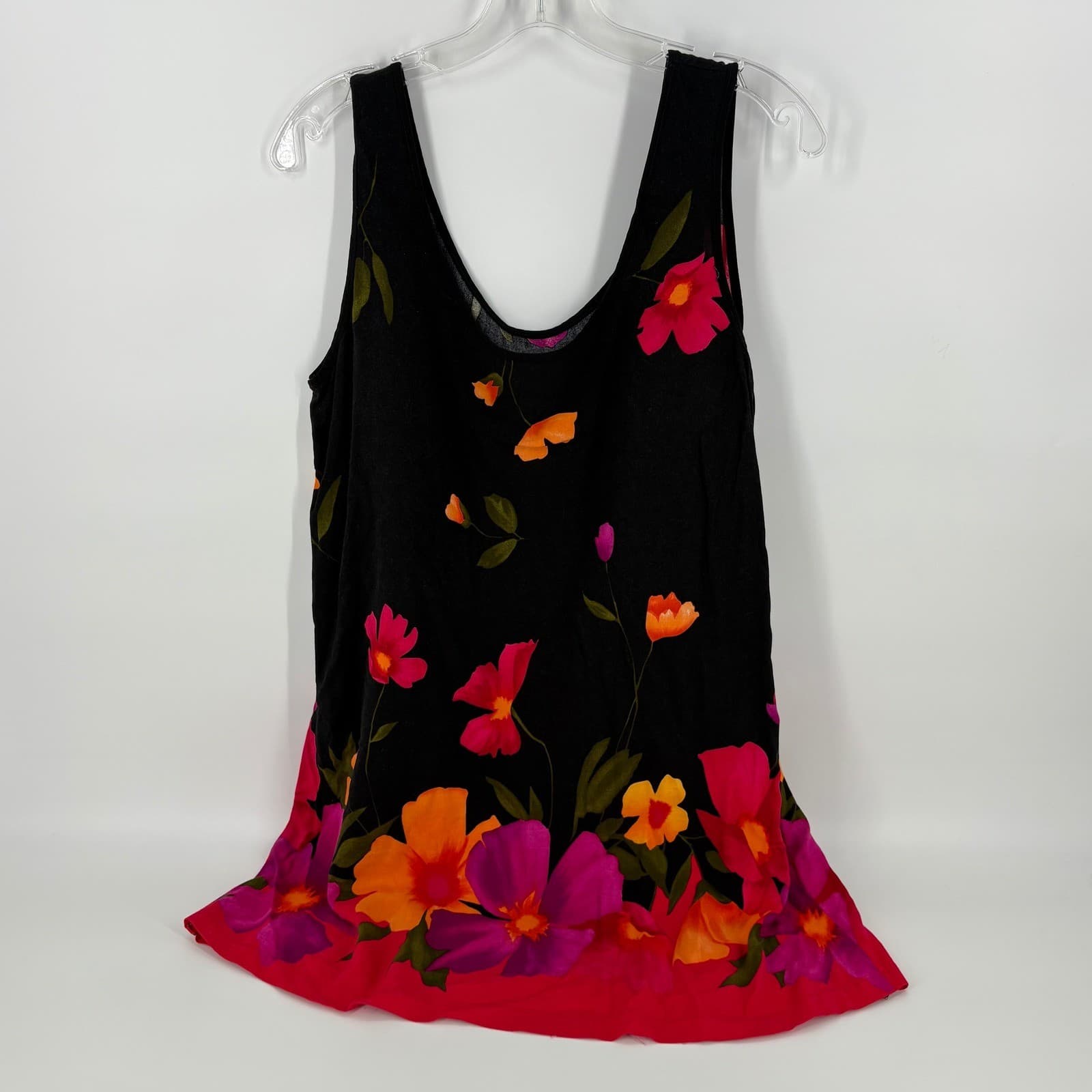 Dotti Black Floral Tank Top Sleeveless Casual Summer Top - Thumbnail 2