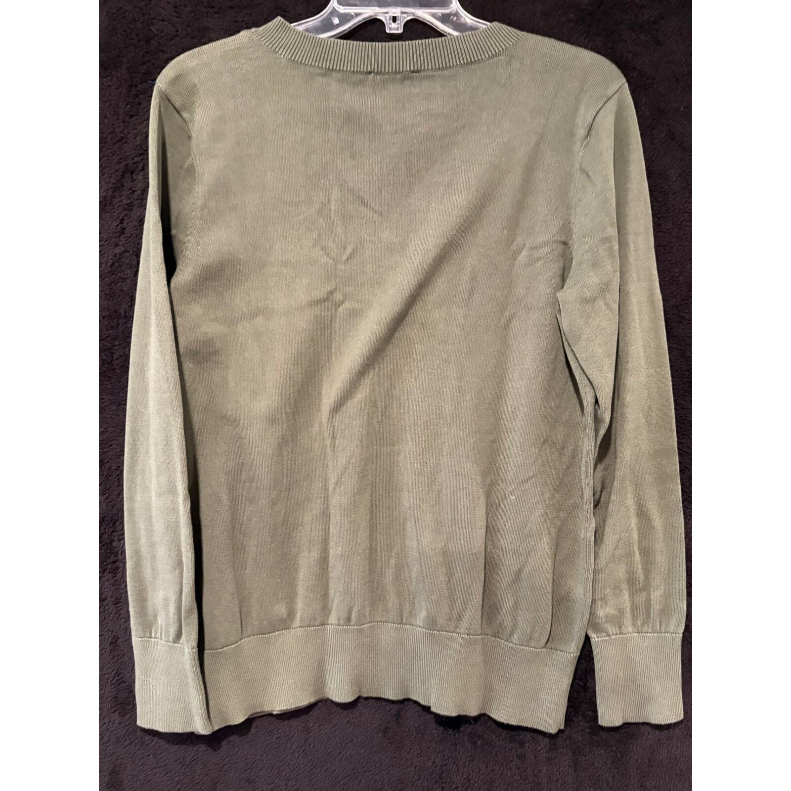 Vineyard Vines Sweater Mens M Olive Green V-Neck Cotton Whale Logo Medium - Thumbnail 7