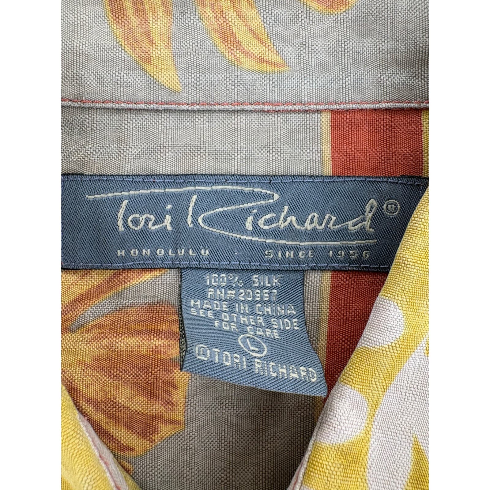 Tori Richard Hawaiian Shirt Mens Large Button Up Orange Silk Tropical Floral - Thumbnail 2