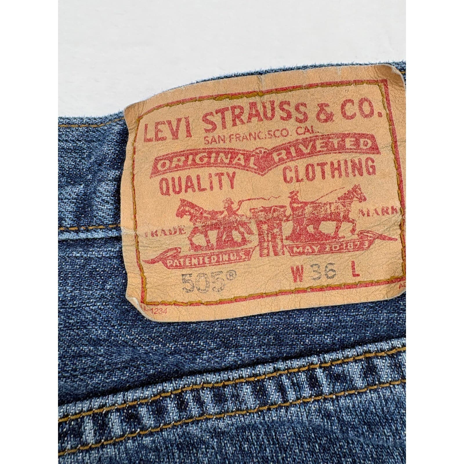 Levi's 505 Mens W38 Denim Shorts Blue Regular Fit Cotton Jean Shorts - Thumbnail 10