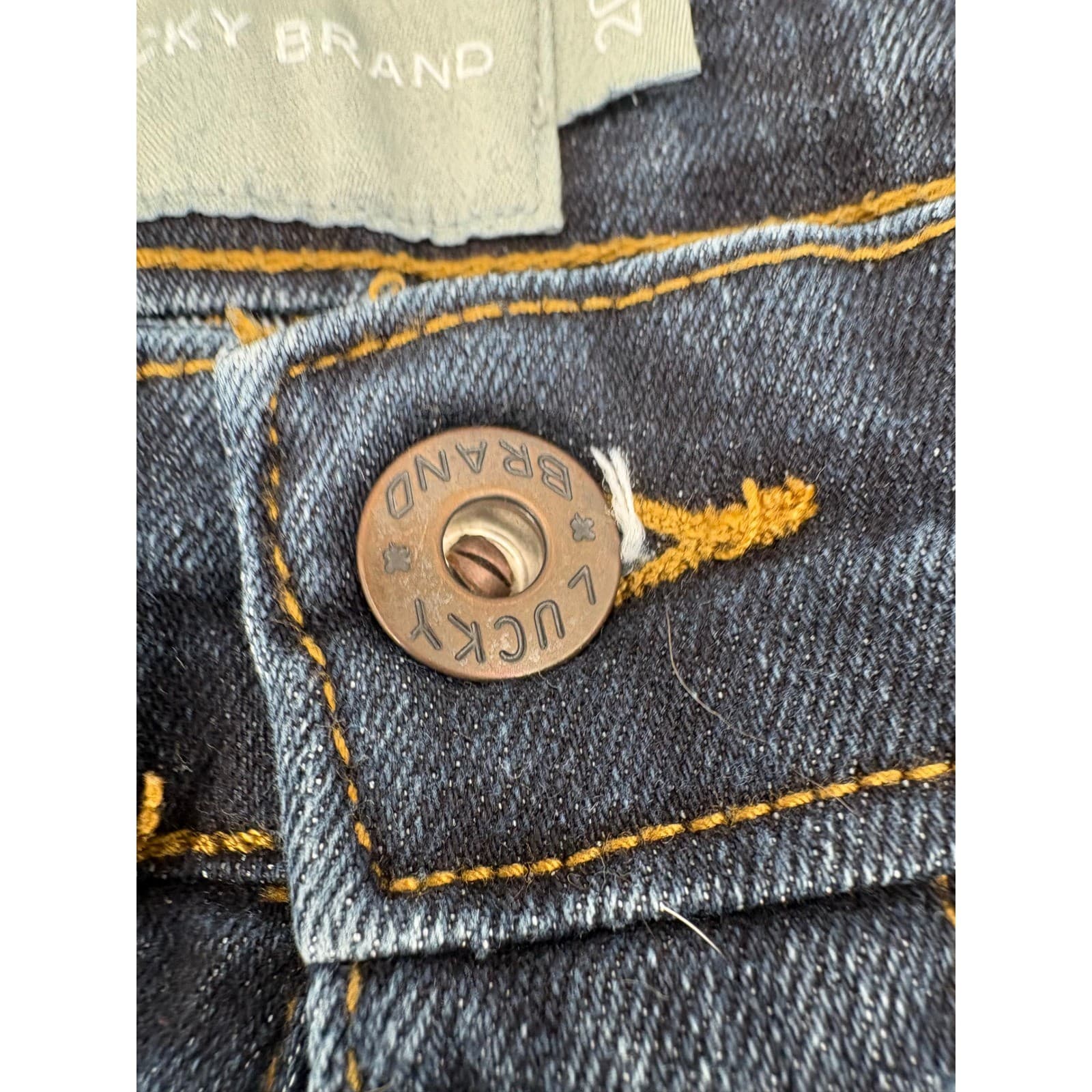 Lucky Brand Jeans Womens 20 Jeans Dark Wash Straight Leg Adjustable Waist Denim - Thumbnail 3
