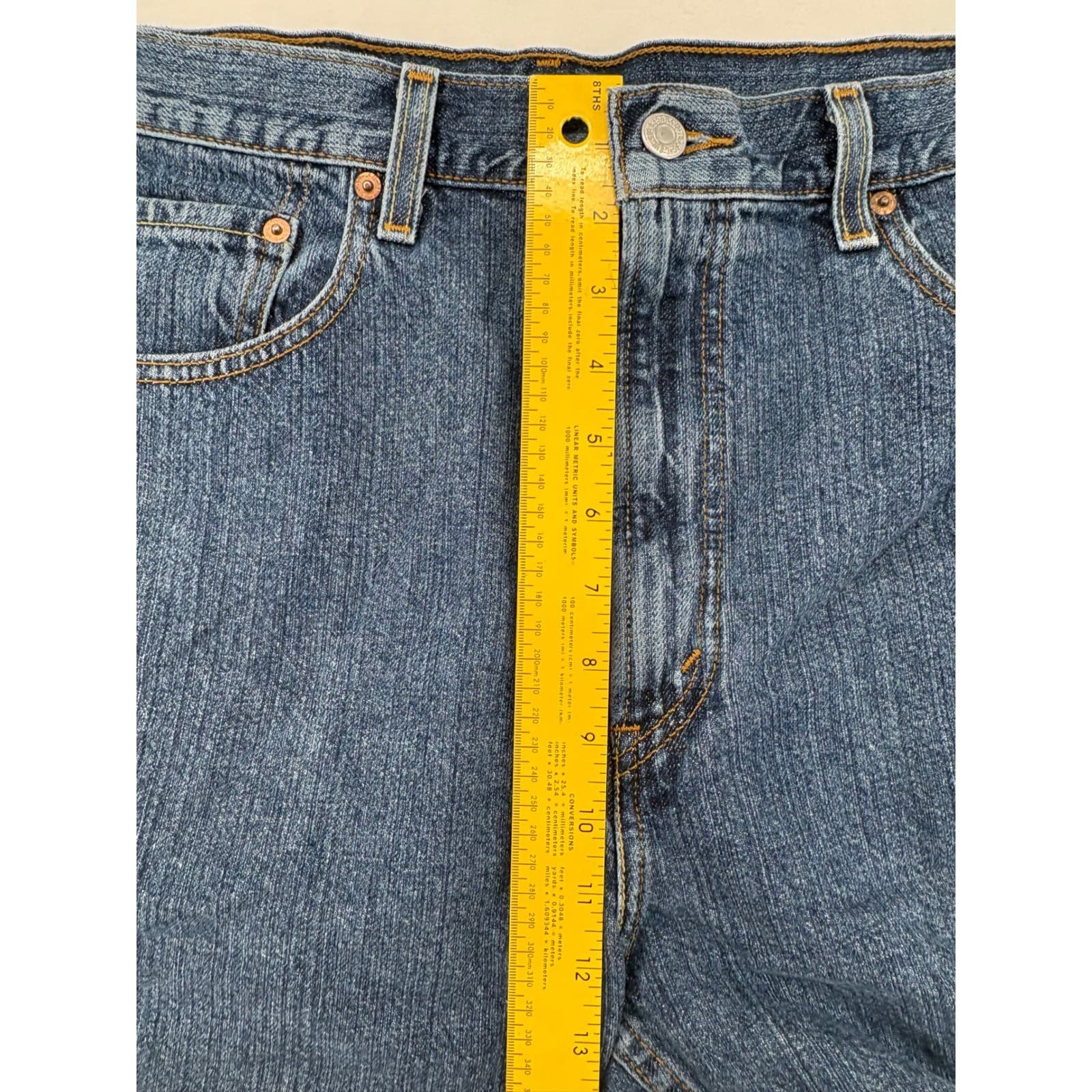 Levi's 505 Mens W38 Denim Shorts Blue Regular Fit Cotton Jean Shorts - Thumbnail 3