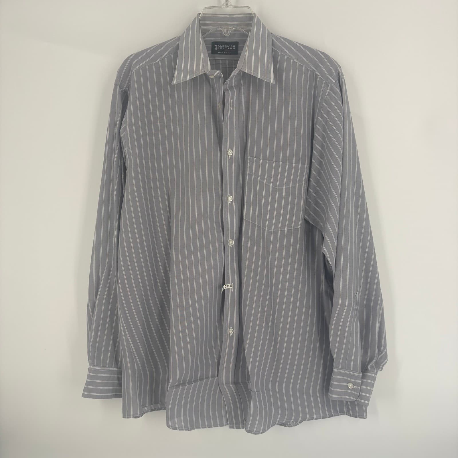 American Edition Men's Classic Stripe Dress Shirt Long Sleeve Made in USA - Thumbnail 6