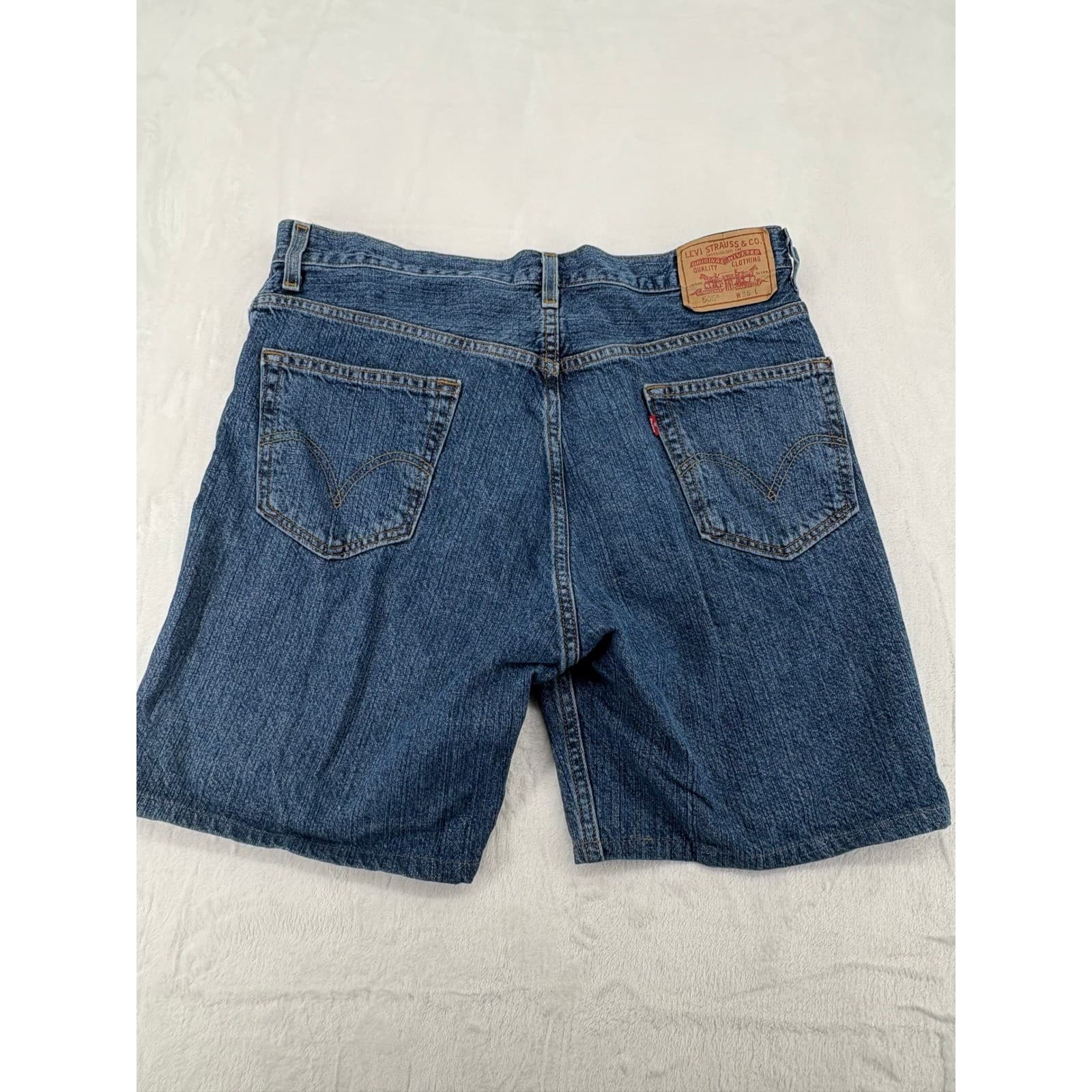 Levi's 505 Mens W38 Denim Shorts Blue Regular Fit Cotton Jean Shorts - Thumbnail 9