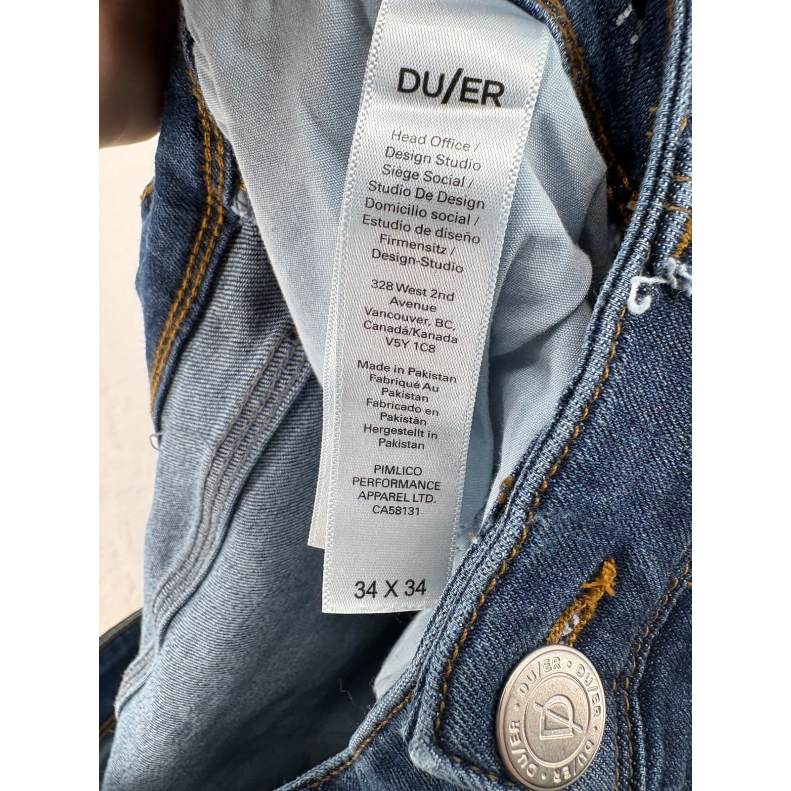 DU/ER Jeans Men's 34 x 34 Performance Denim Slim Fit Blue Stretch Pants - Thumbnail 11
