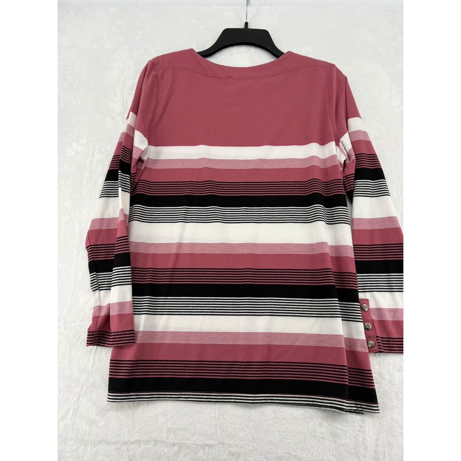 N Touch Top Womens S Shirt Pink Striped Long Sleeve Button Cuff 4658 - Thumbnail 6