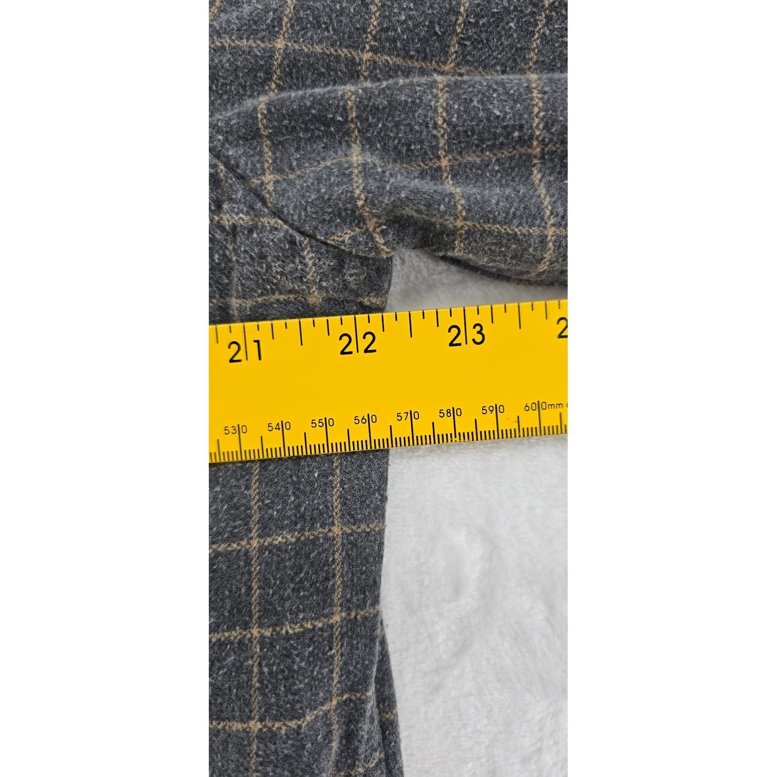 Lands End Button Down Womens M Shirt Grey Plaid Flannel Long Sleeve - Thumbnail 4