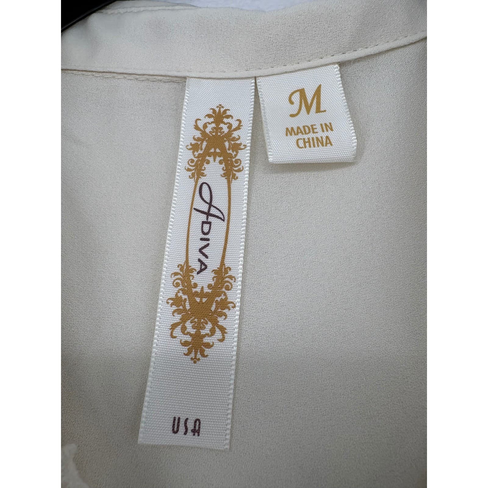 Adiva Sleeveless Top Womens Medium Blouse Cream Lace Front High Low Button Down - Thumbnail 2