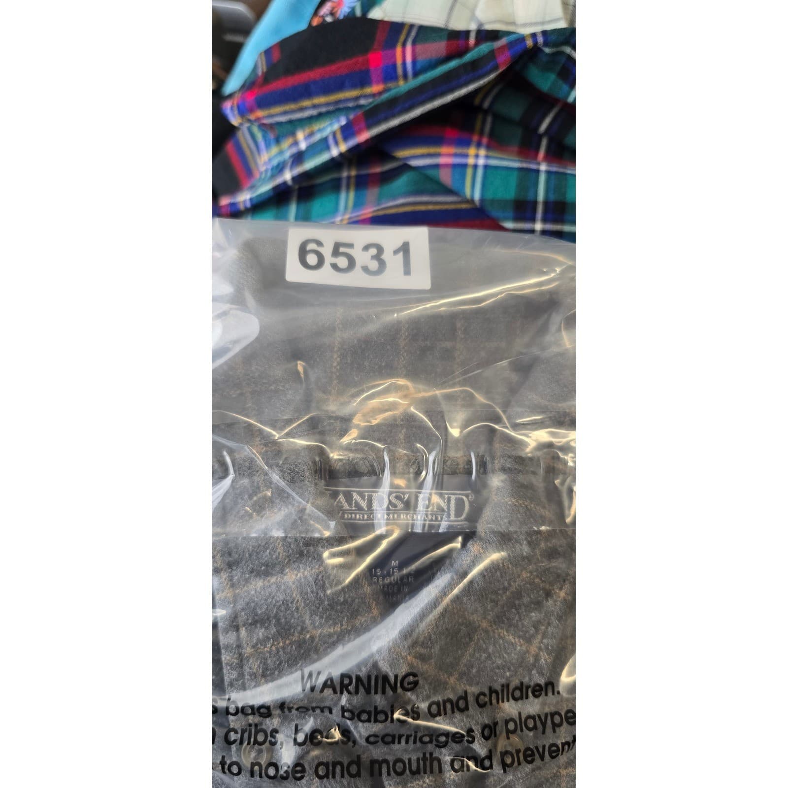 Lands End Button Down Womens M Shirt Grey Plaid Flannel Long Sleeve - Thumbnail 7