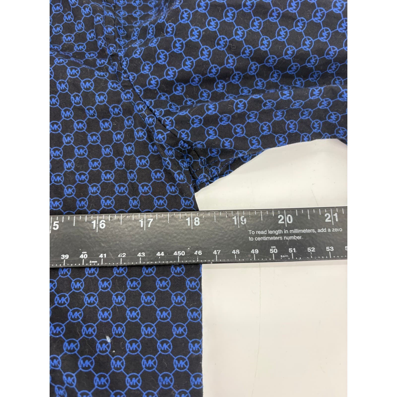 Michael Kors Men's Slim Fit Button Down Shirt Blue MK Monogram Size S - Thumbnail 3