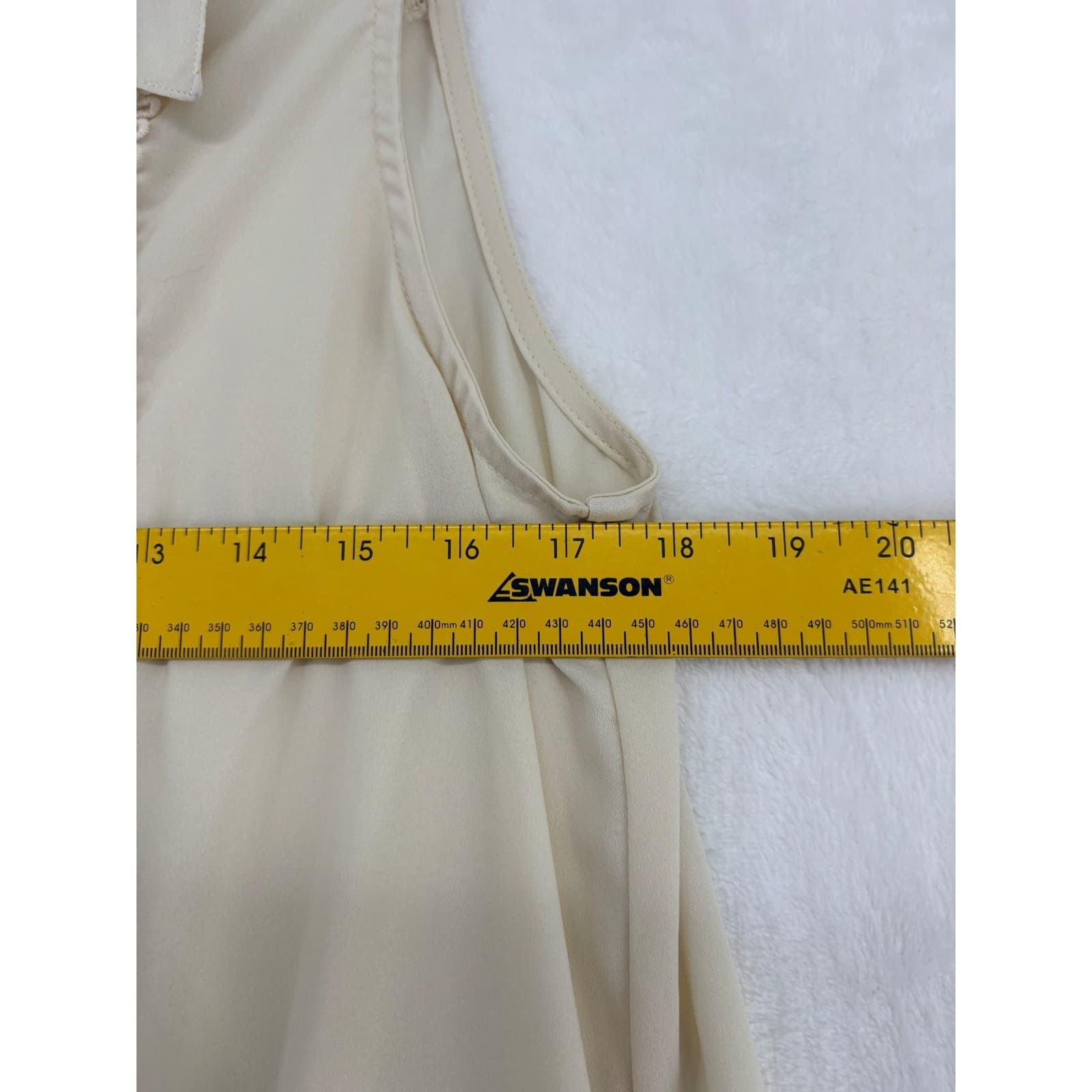 Adiva Sleeveless Top Womens Medium Blouse Cream Lace Front High Low Button Down - Thumbnail 4