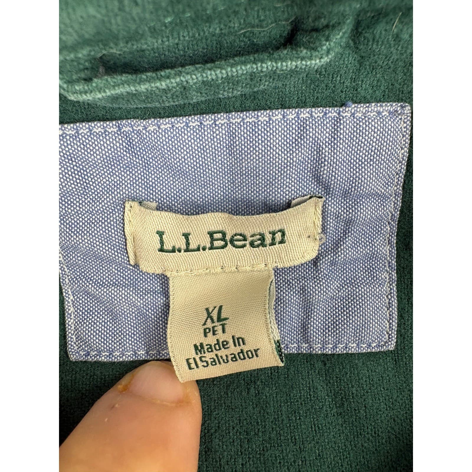 L.L. Bean Button Down Womens XL Pet Shirt Green Long Sleeve Cotton Corduroy - Thumbnail 2