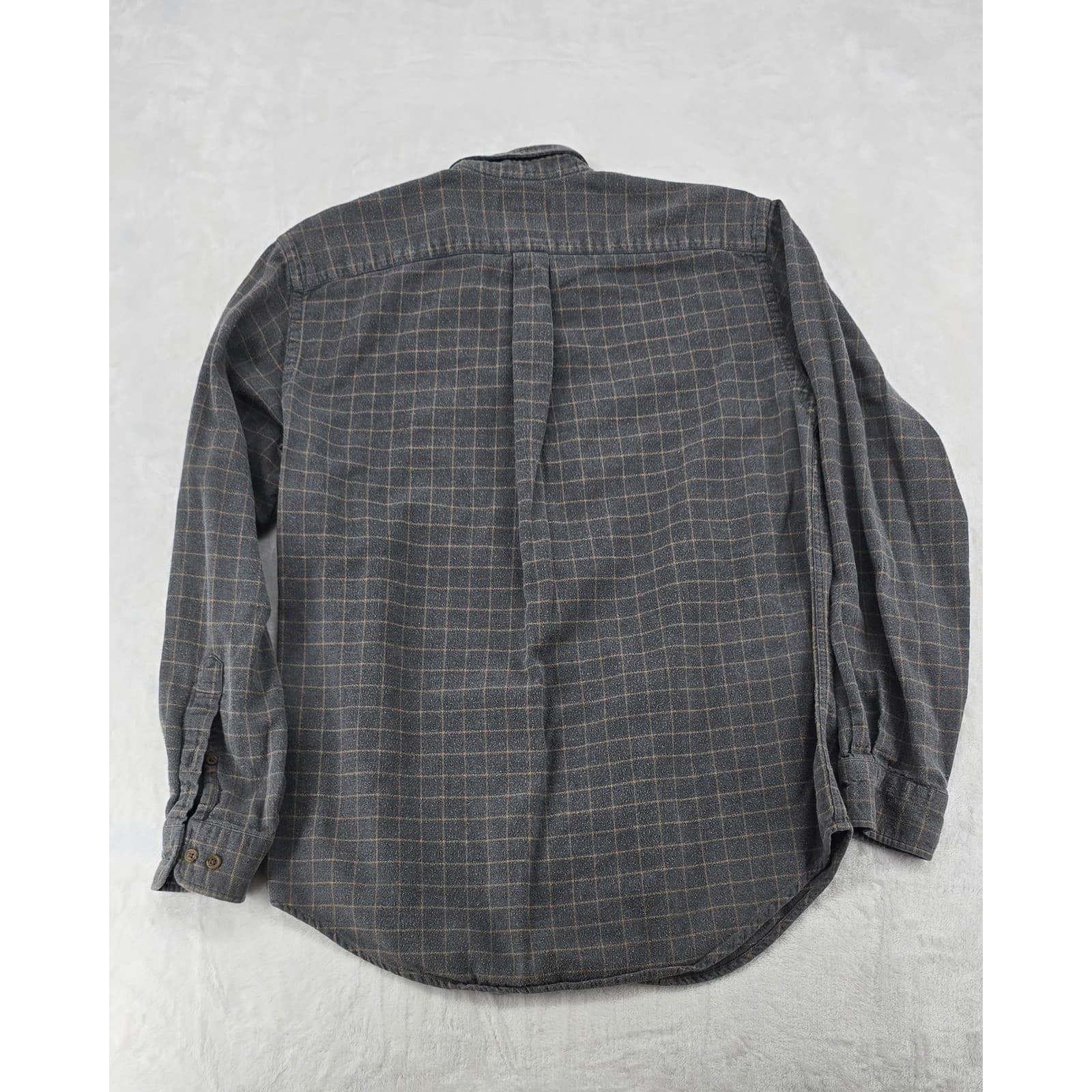 Lands End Button Down Womens M Shirt Grey Plaid Flannel Long Sleeve - Thumbnail 6