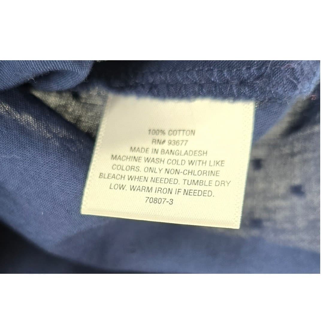 St. John's Bay Shirt Women's PXL Button Down Navy Blue Dot Cotton Long Sleeve - Thumbnail 3