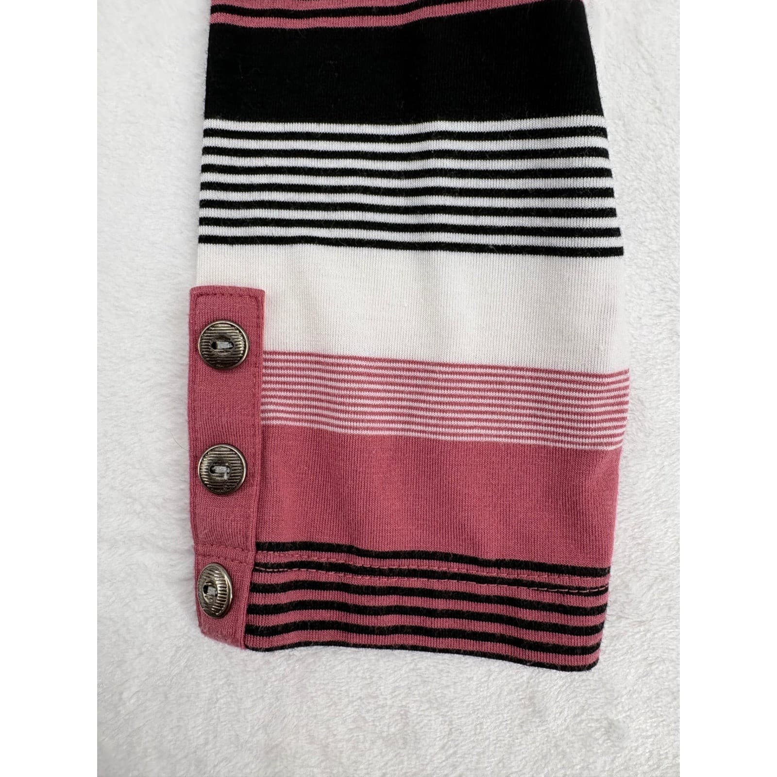 N Touch Top Womens S Shirt Pink Striped Long Sleeve Button Cuff 4658 - Thumbnail 7