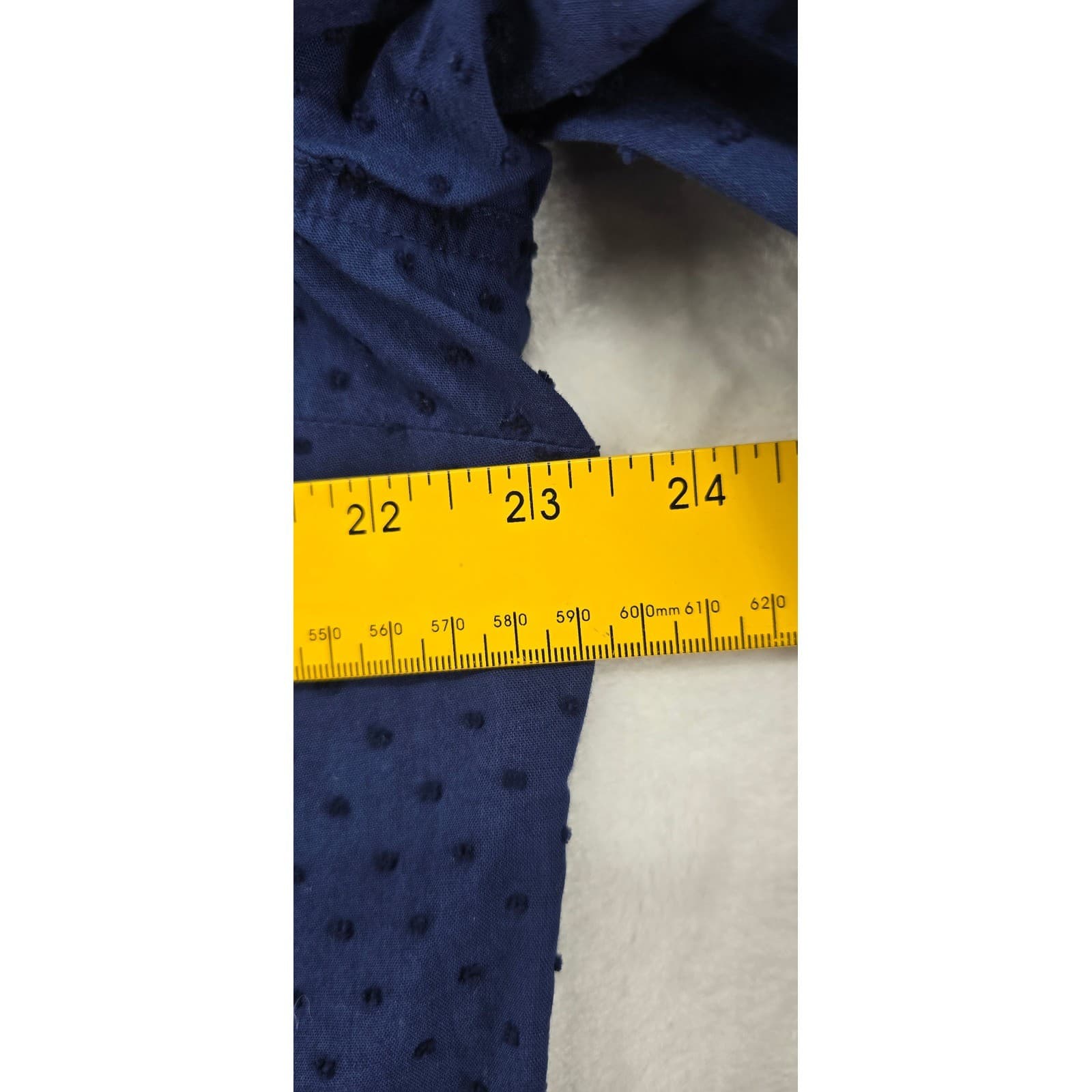 St. John's Bay Shirt Women's PXL Button Down Navy Blue Dot Cotton Long Sleeve - Thumbnail 4