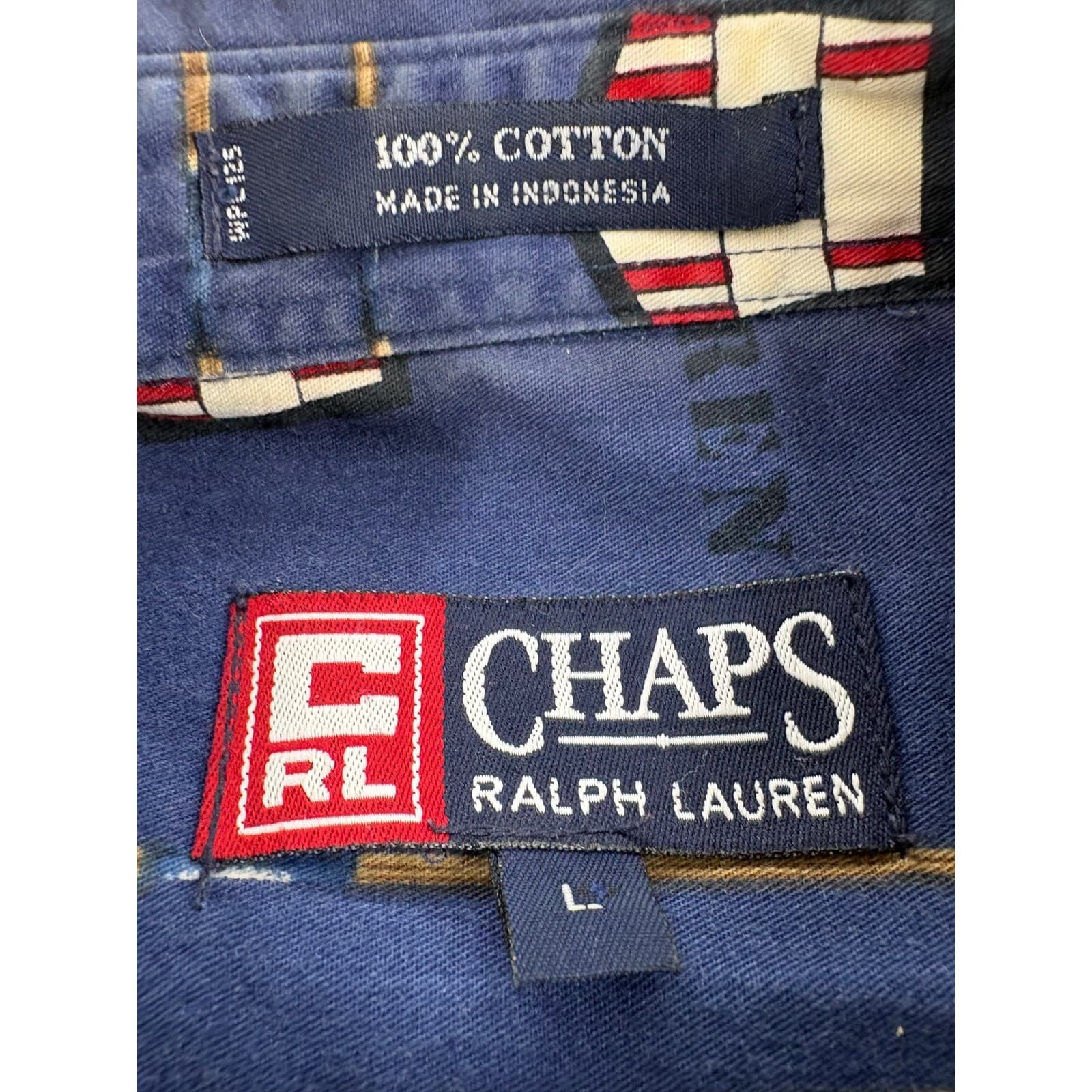 Chaps Button Up Mens Large Shirt Nautical Sailboat Spirited Tradition Cotton - Thumbnail 2