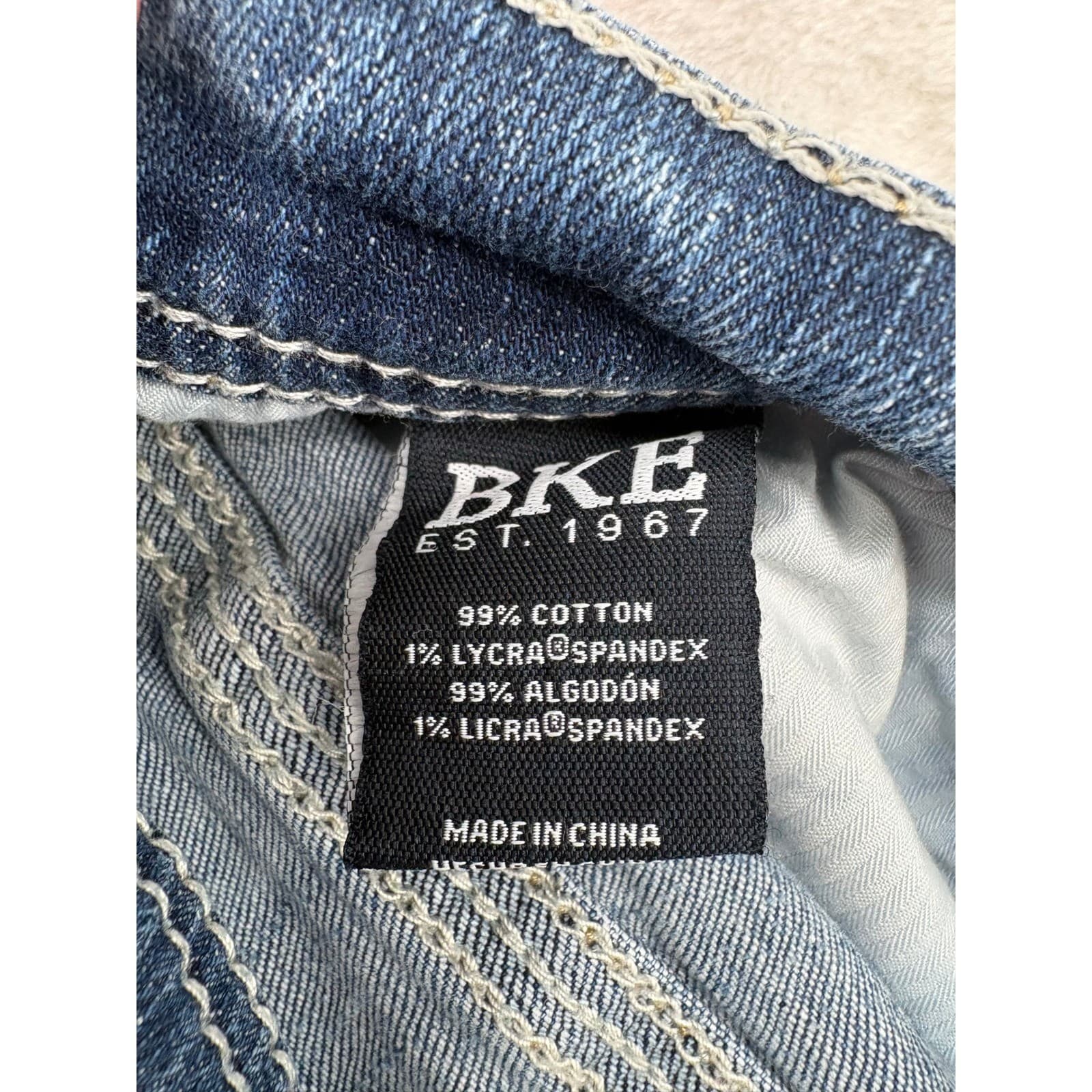 BKE Aiden Jeans Mens 29x30 Straight Leg Blue Medium Wash Heavy Stitching - Thumbnail 13