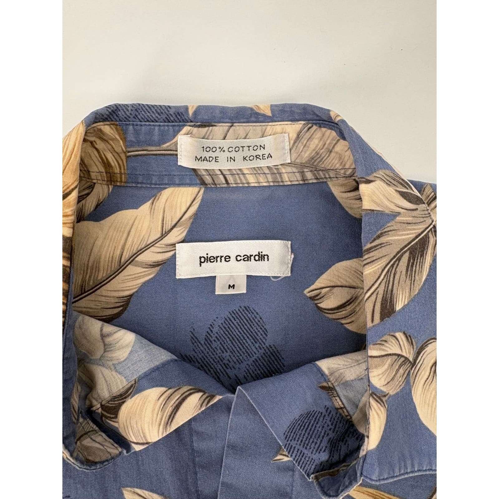 Pierre Cardin Men's Blue Floral Short Sleeve Button Up Shirt Size M - Thumbnail 5