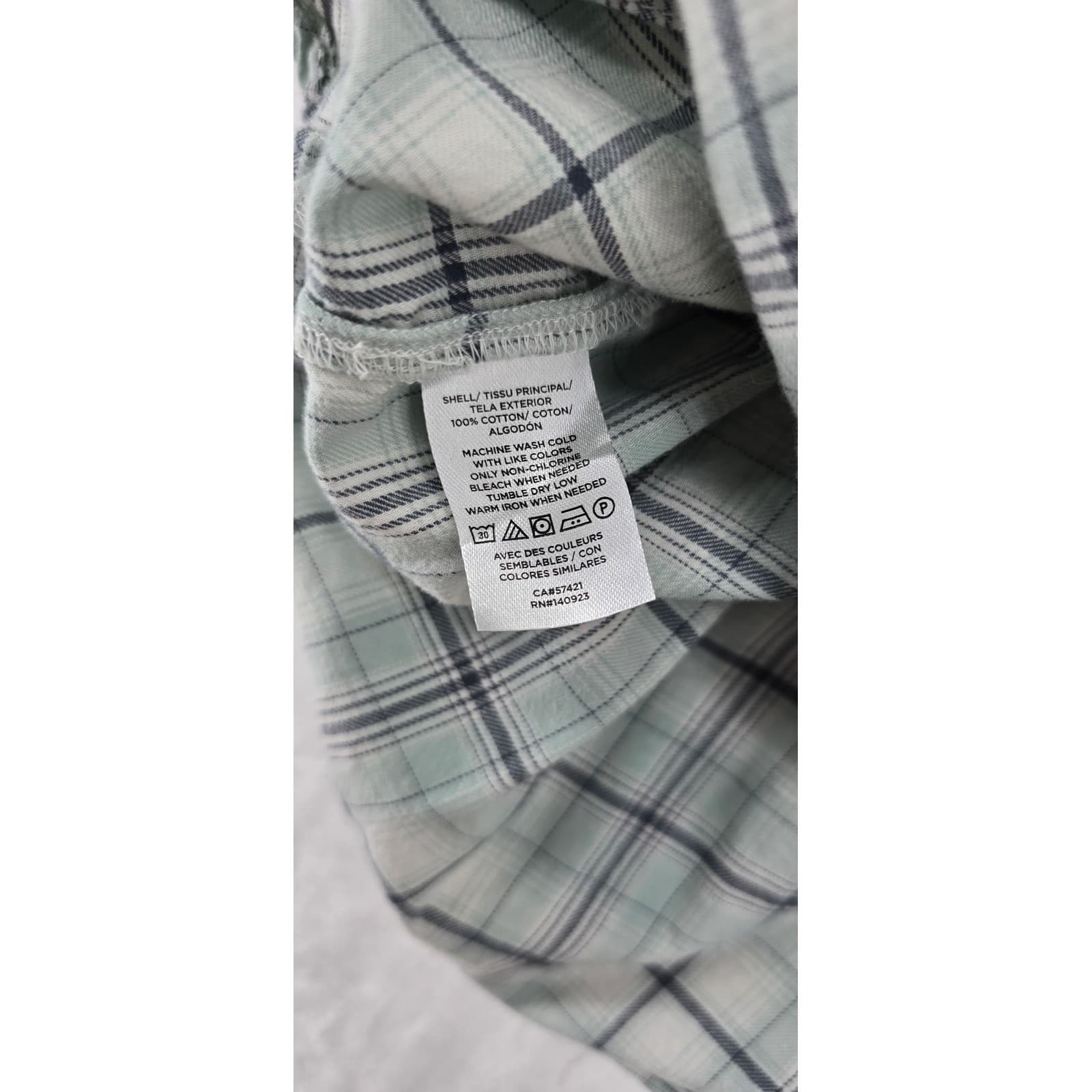 Loft Blouse Womens XLP Top Green Plaid Cotton Pleated Yoke Long Sleeve 6532 - Thumbnail 3